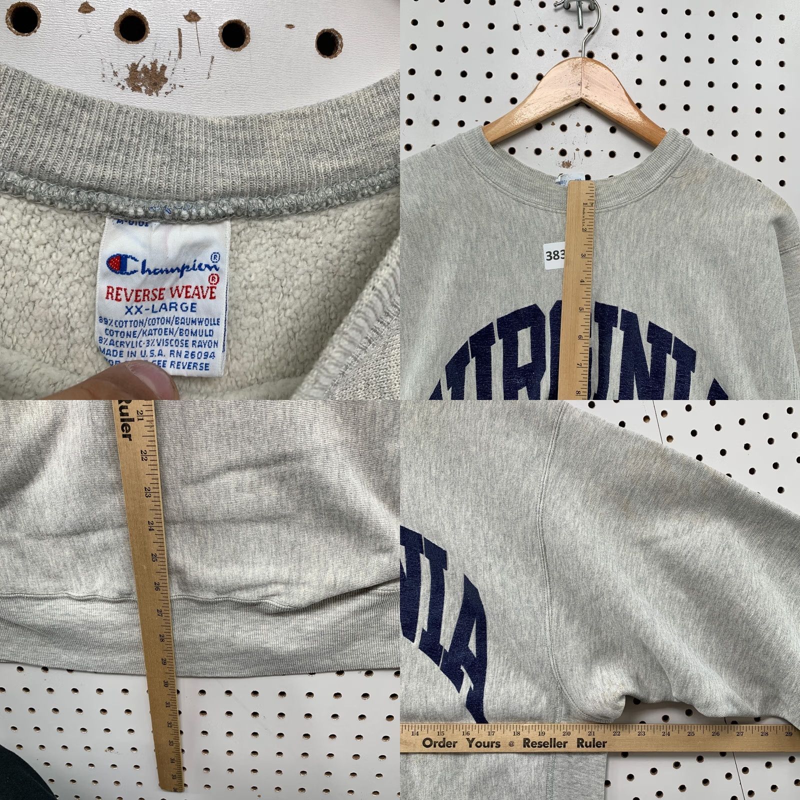 Champion VINTAGE Virginia Cavaliers Sweatshirt Men 2XL Gray Champion Reverse Weave 90s USA University Crew Neck Long Sleeve Pullover Fleece Sweatshirt Mens Size US XXL / EU 58 / 5 - 8 Thumbnail