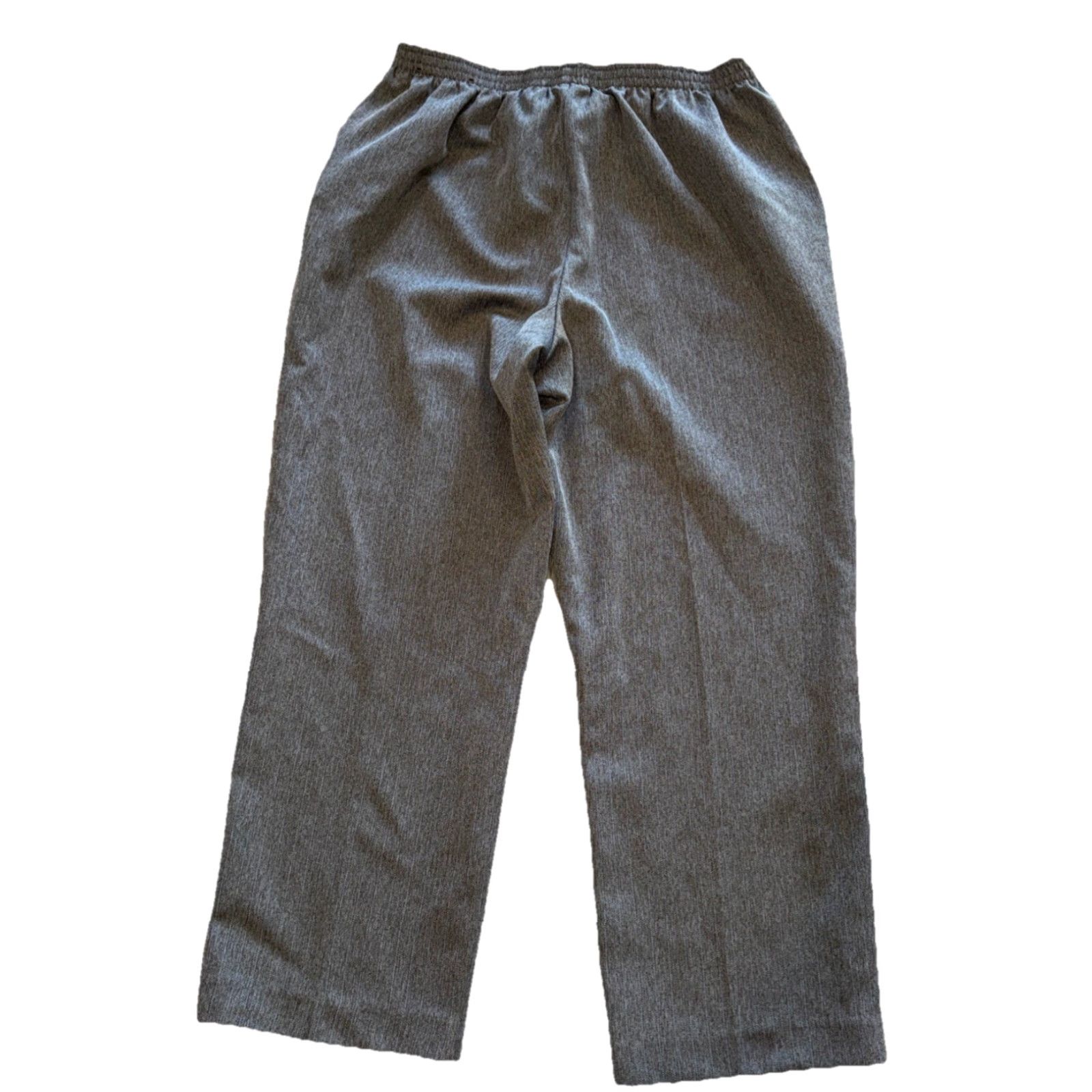 Vintage ALFRED DUNNER Dress Pants Gray Herringbone Pull-On Women Size 16 Elastic Waist Straight Leg Regular Fit 28in Inseam Size 24" / US 00 / IT 34 - 3 Thumbnail