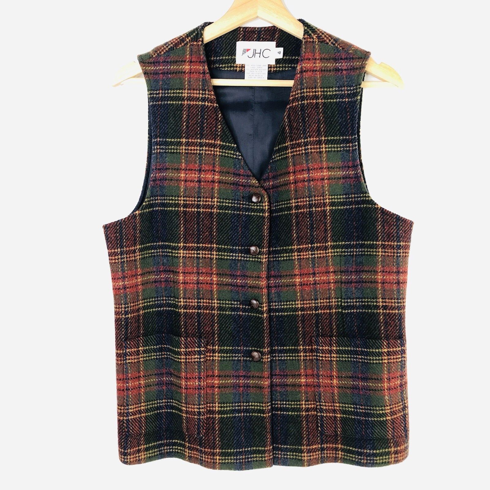 Other JH Collectibles 100% Wool Plaid Vest Womens Sz 4 Preppy Size S / US 4 / IT 40 - 1 Thumbnail