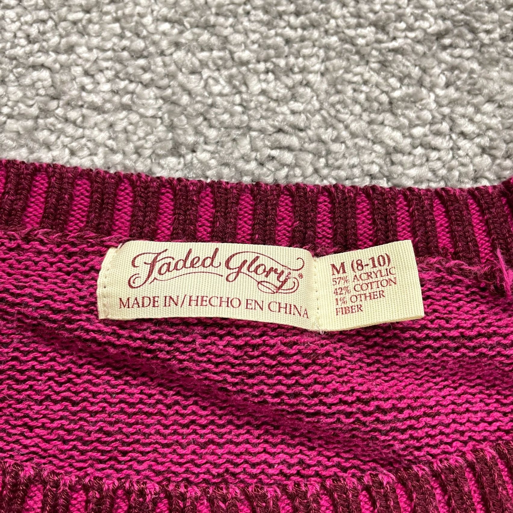Faded Glory Faded Glory Sweater Womens Medium Pink Pullover Raglan Long Sleeve Cotton Acrylic Classic Size M / US 6-8 / IT 42-44 - 4 Thumbnail