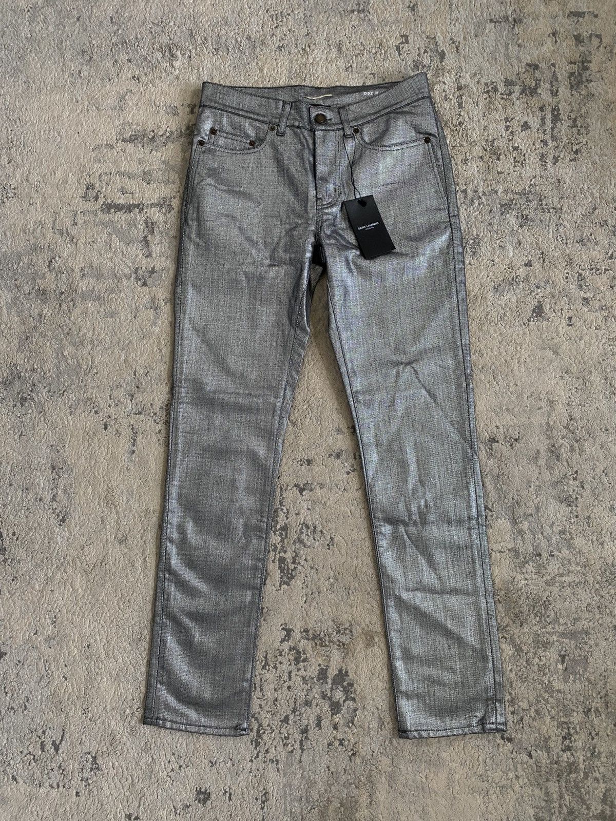 Saint Laurent Paris SLP - SS19 Silver Coat Jeans Size US 28 / EU 44 - 1 Thumbnail