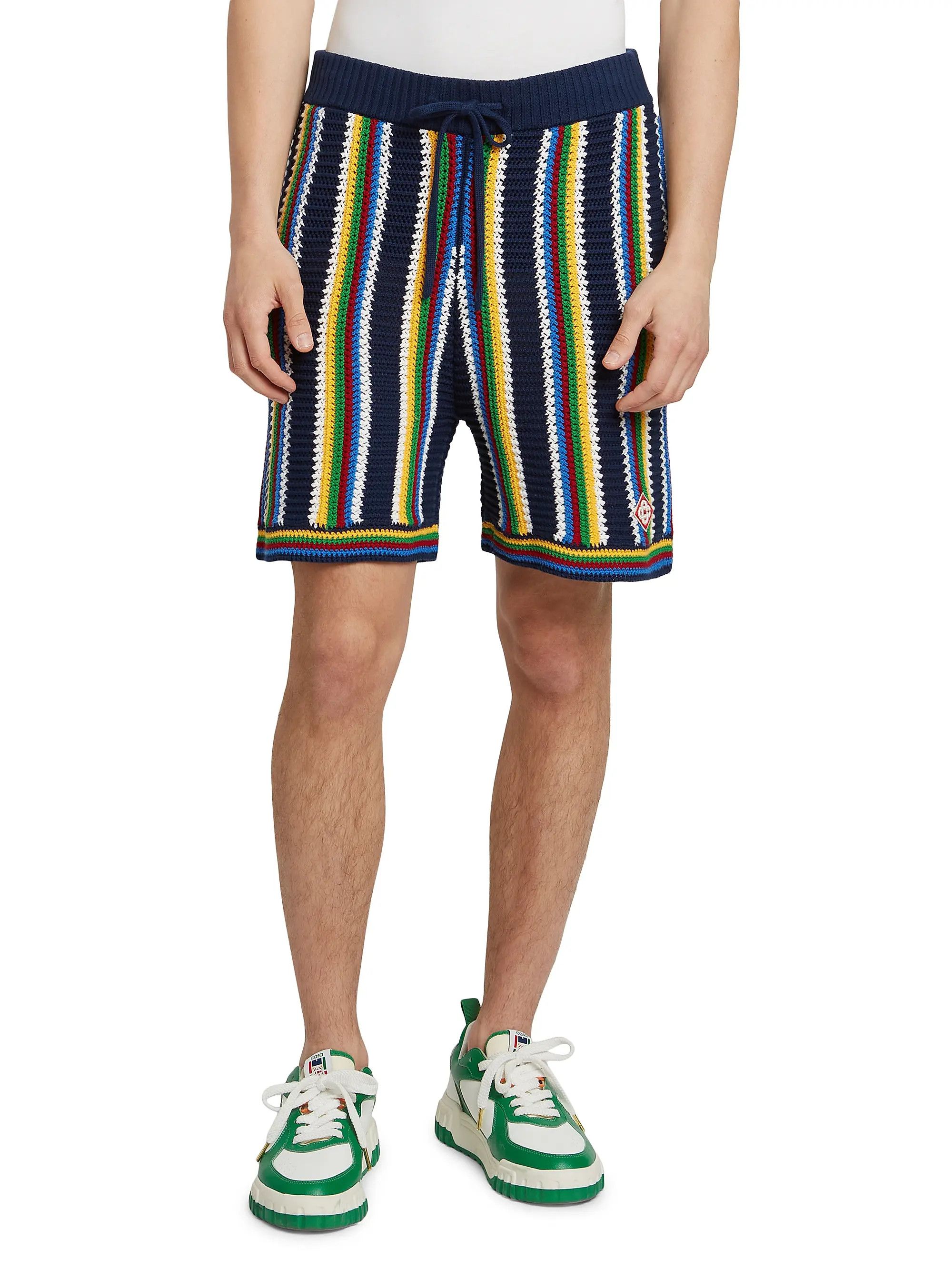 os11x0725 Striped Crochet Shorts in Multicolor
