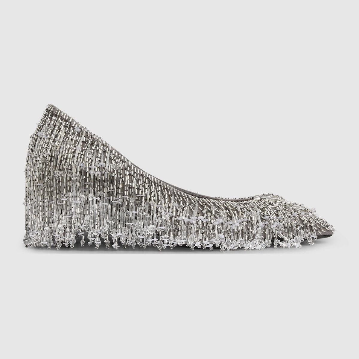 oc11z1025 Pumps With Beaded Fringe in Grey