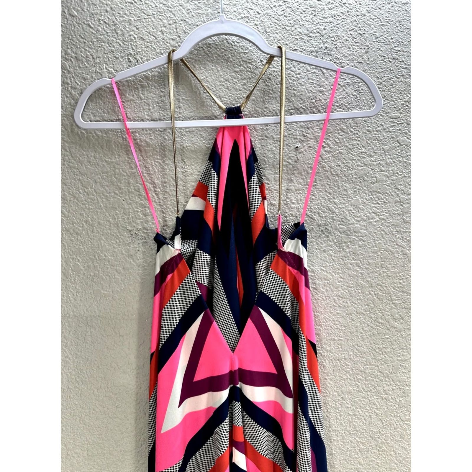 Express Express Pink Black Geometric Halter Hi-Low Sundress XS Sleeveless Open Back Flowy Sundress Women Size XS / US 0-2 / IT 36-38 - 7 Thumbnail