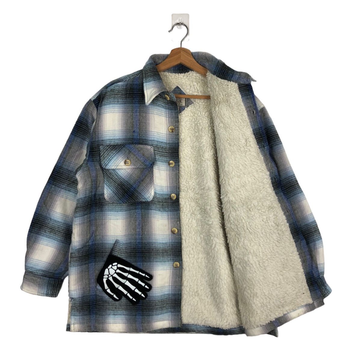 Flannel VINTAGE FLANNEL JACKET MOINEAU MINK FUR LINING TARTAN DESIGN Size US M / EU 48-50 / 2 - 8 Thumbnail