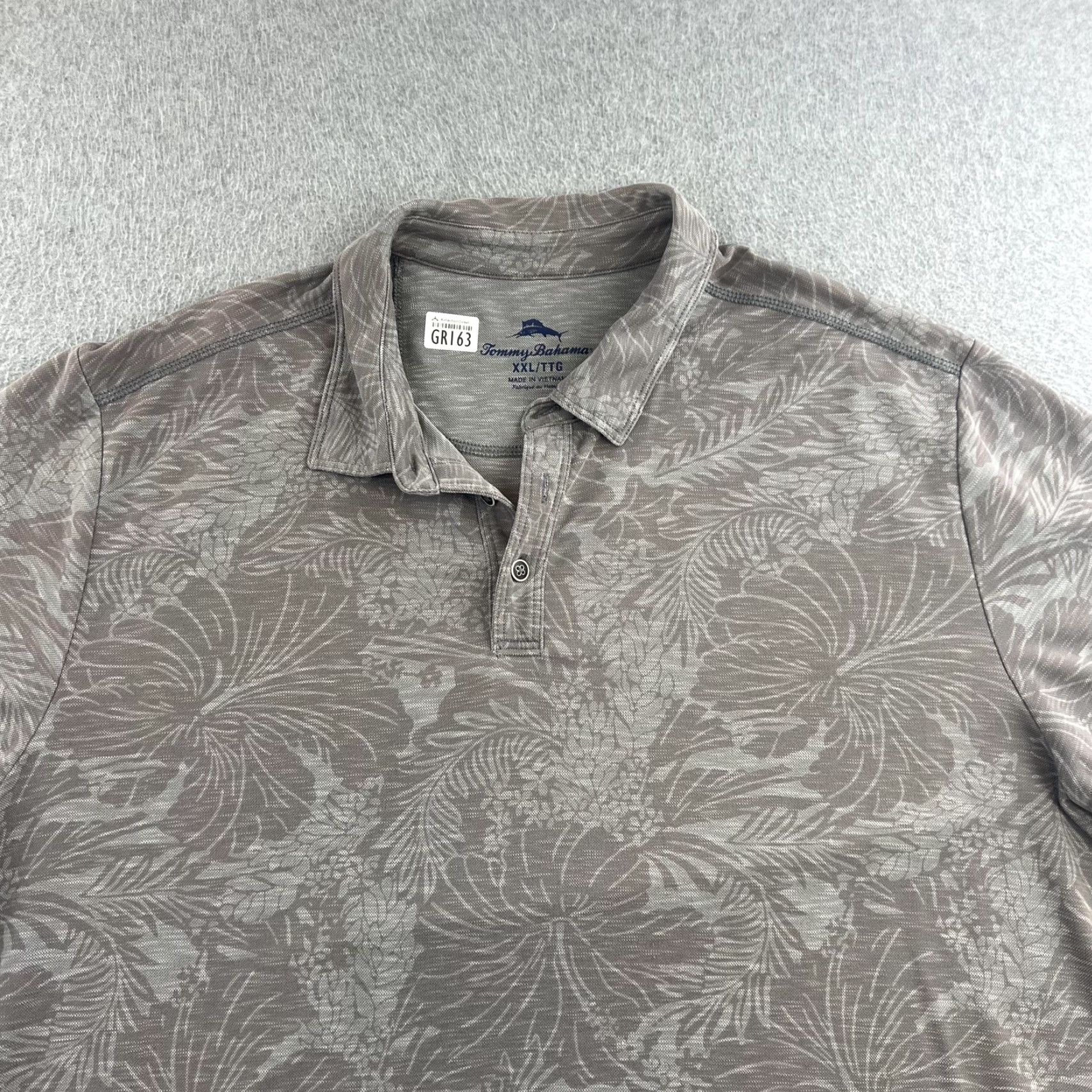Tommy Bahama VINTAGE Tommy Bahama Polo Shirt Mens 2XL Gray Floral Tropical Knit Casual Golf Adult Size US XXL / EU 58 / 5 - 4 Thumbnail