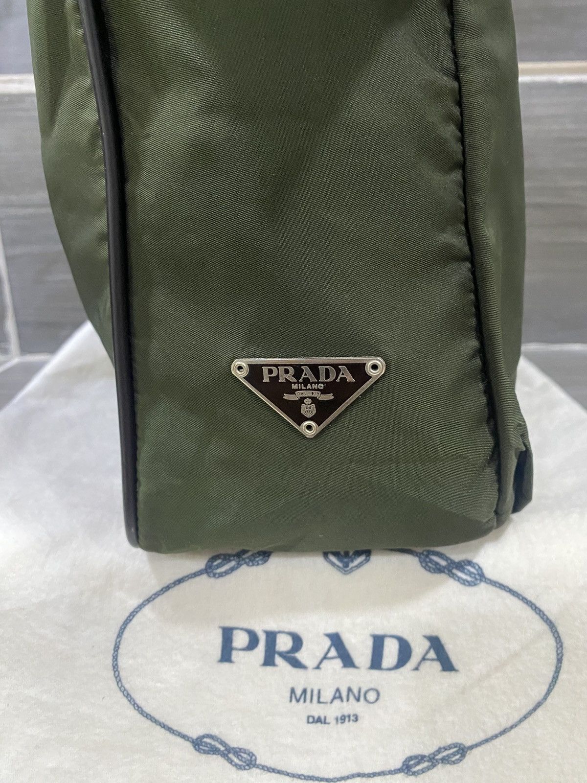 Prada Prada Tessuto Pocono Square Nylon Shoulder Bag Green Size ONE SIZE - 8 Thumbnail