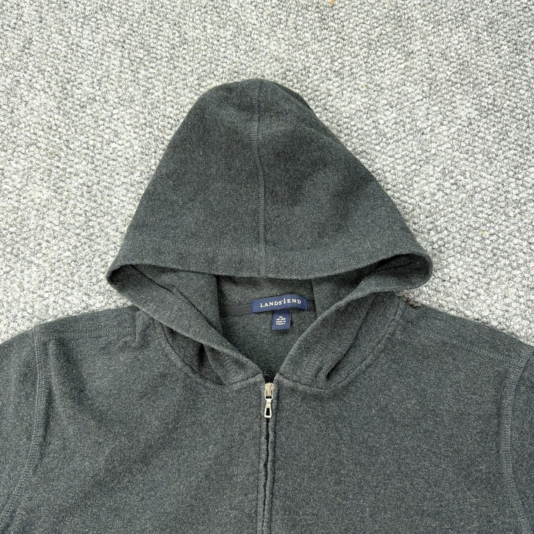 Lands' End Lands' End Hoodie Womens XL Gray Full Zip Fleece Cotton Blend Casual Sweatshirt Size XL / US 12-14 / IT 48-50 - 2 Thumbnail