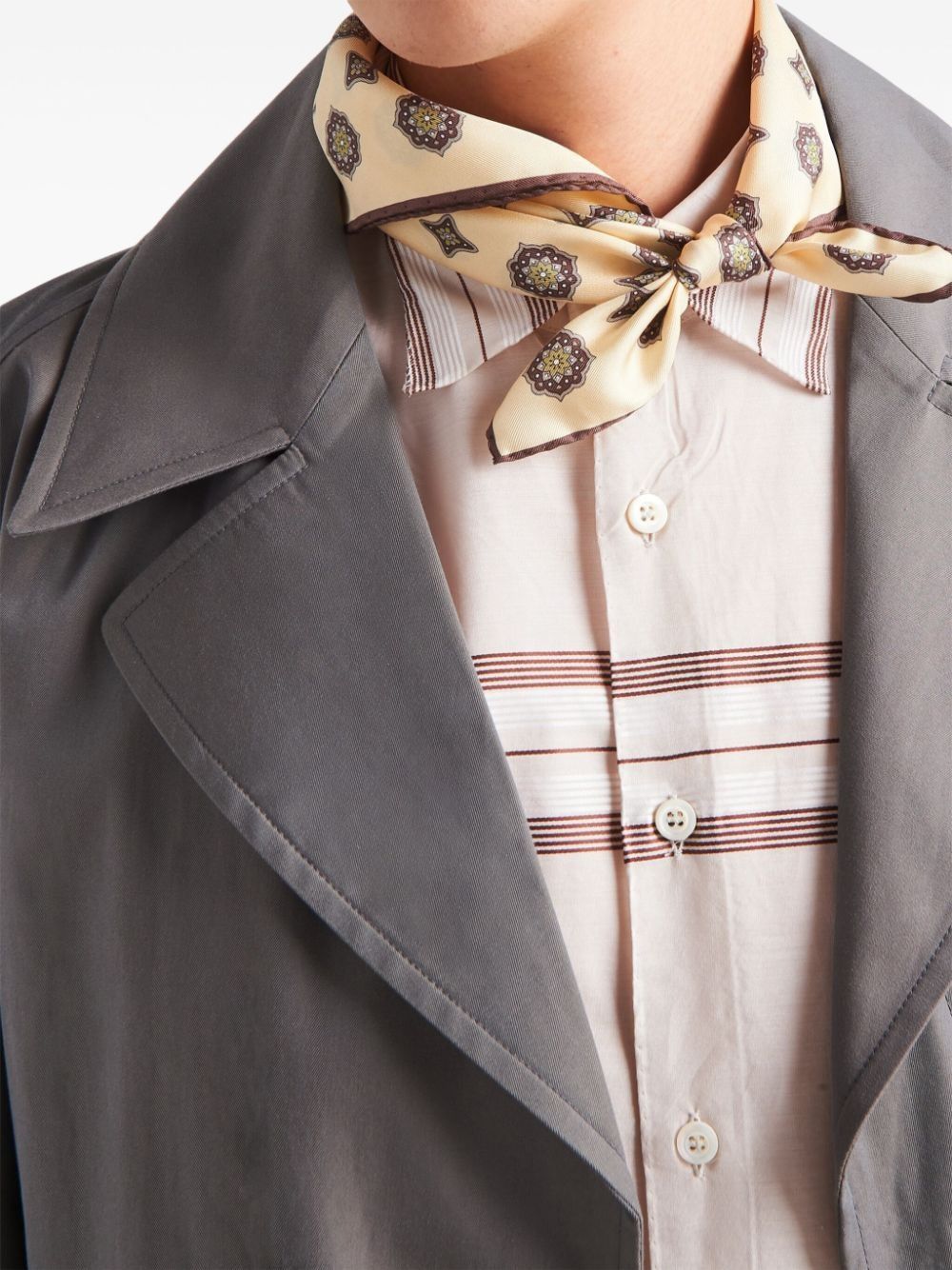 Prada o1bcso1str1025 Twill Maxi Cotton Trench Coat in Grey Size US M / EU 48-50 / 2 - 5 Thumbnail