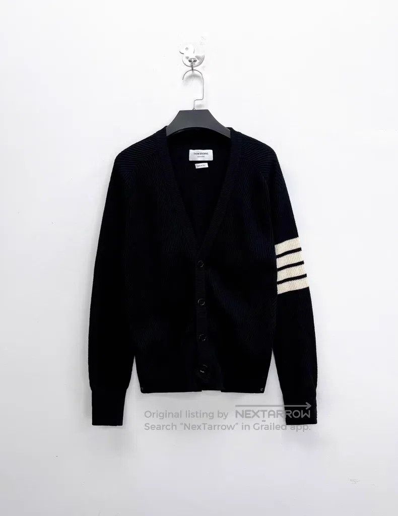 Thom Browne Black Retro Stripe Knit Cardigan