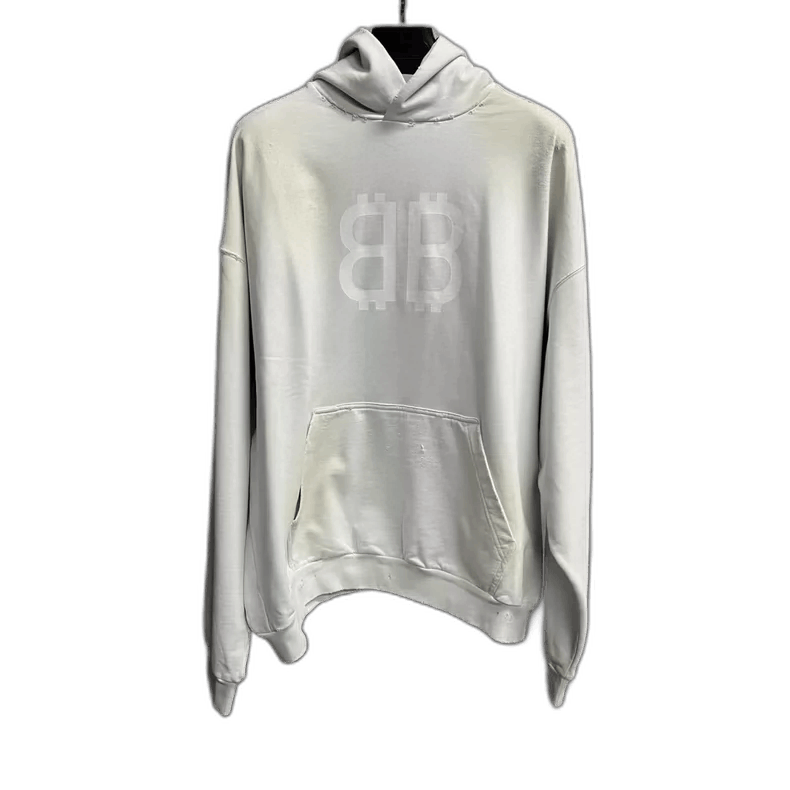 Balenciaga Balenciaga Beige Letter Print Hooded Sweatshirt Size US L / EU 52-54 / 3 - 1 Thumbnail