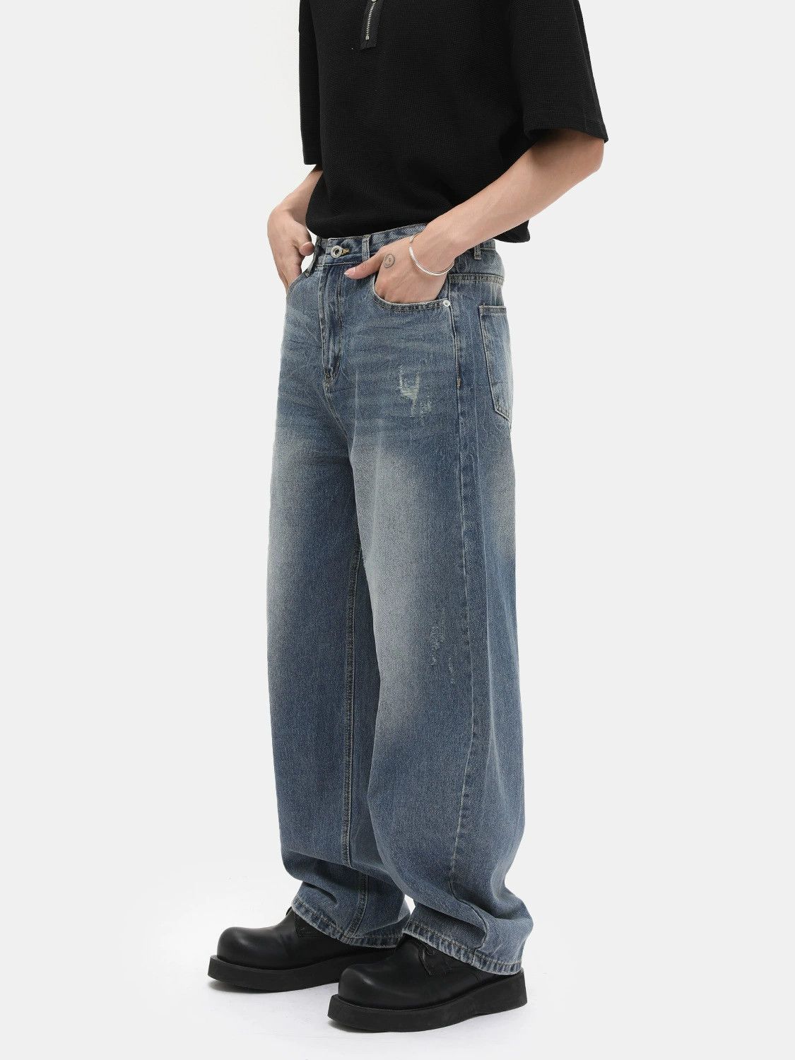 Jean High street distressed loose washed scimitar jeans casual Size US 32 / EU 48 - 4 Thumbnail