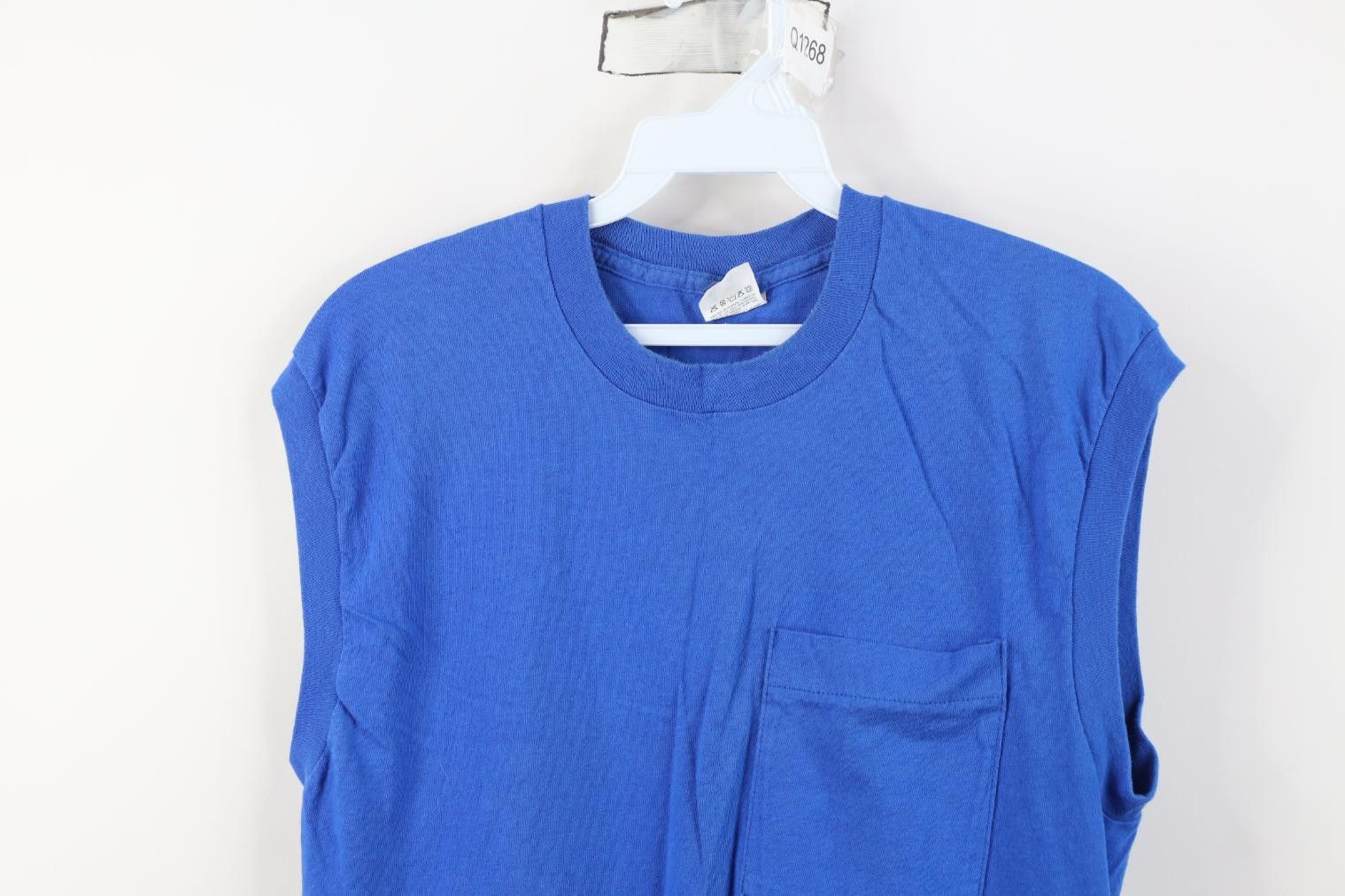 Vintage Vintage 90s Streetwear Blank Cotton Muscle T-Shirt Blue USA Size US M / EU 48-50 / 2 - 2 Thumbnail