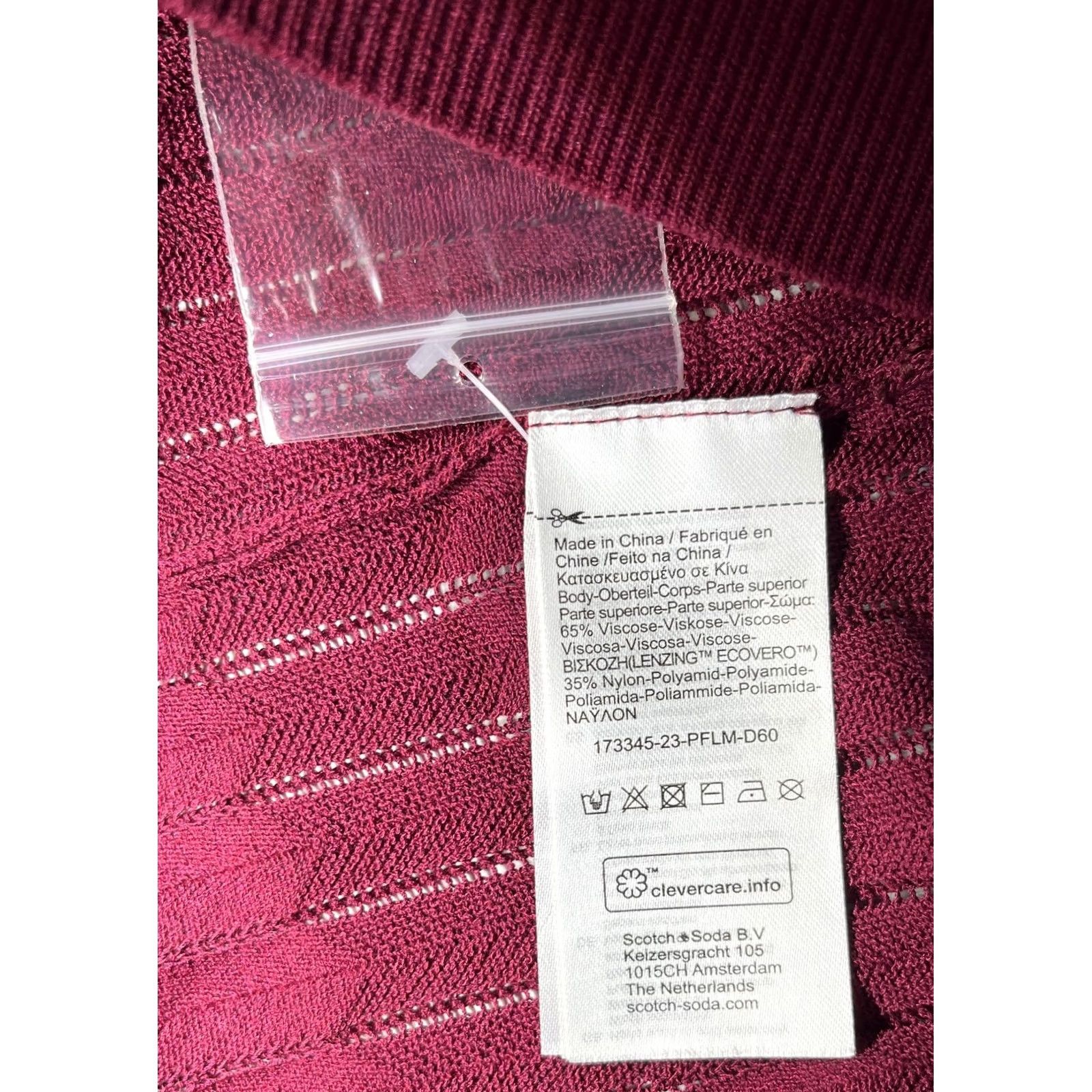Scotch & Soda Scotch & Soda Women's Polo Shirt Women's Cable Knit Short Sleeve Pullover with Spread Collar Wine M Size M / US 6-8 / IT 42-44 - 6 Thumbnail