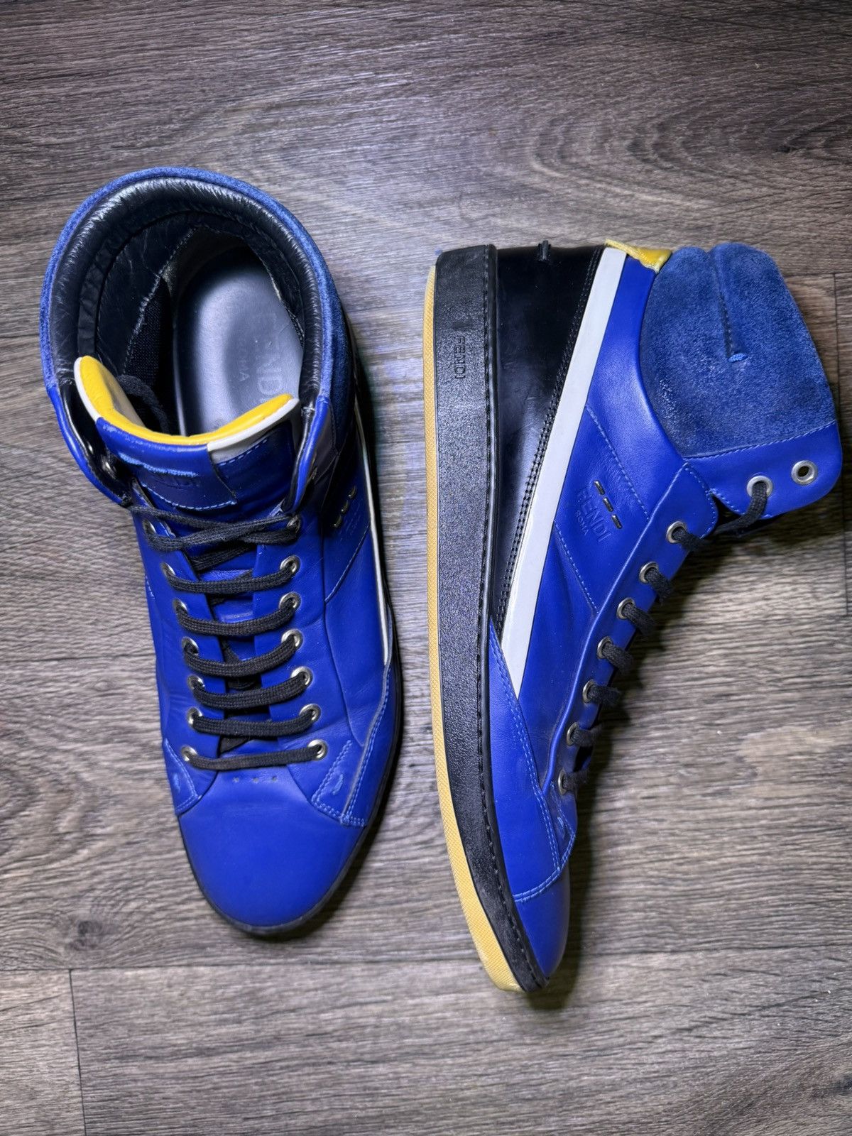 Fendi Fendi High-Top Sneakers - Blue Leather & Suede - Size 12 Size US 12 / EU 45 - 2 Thumbnail