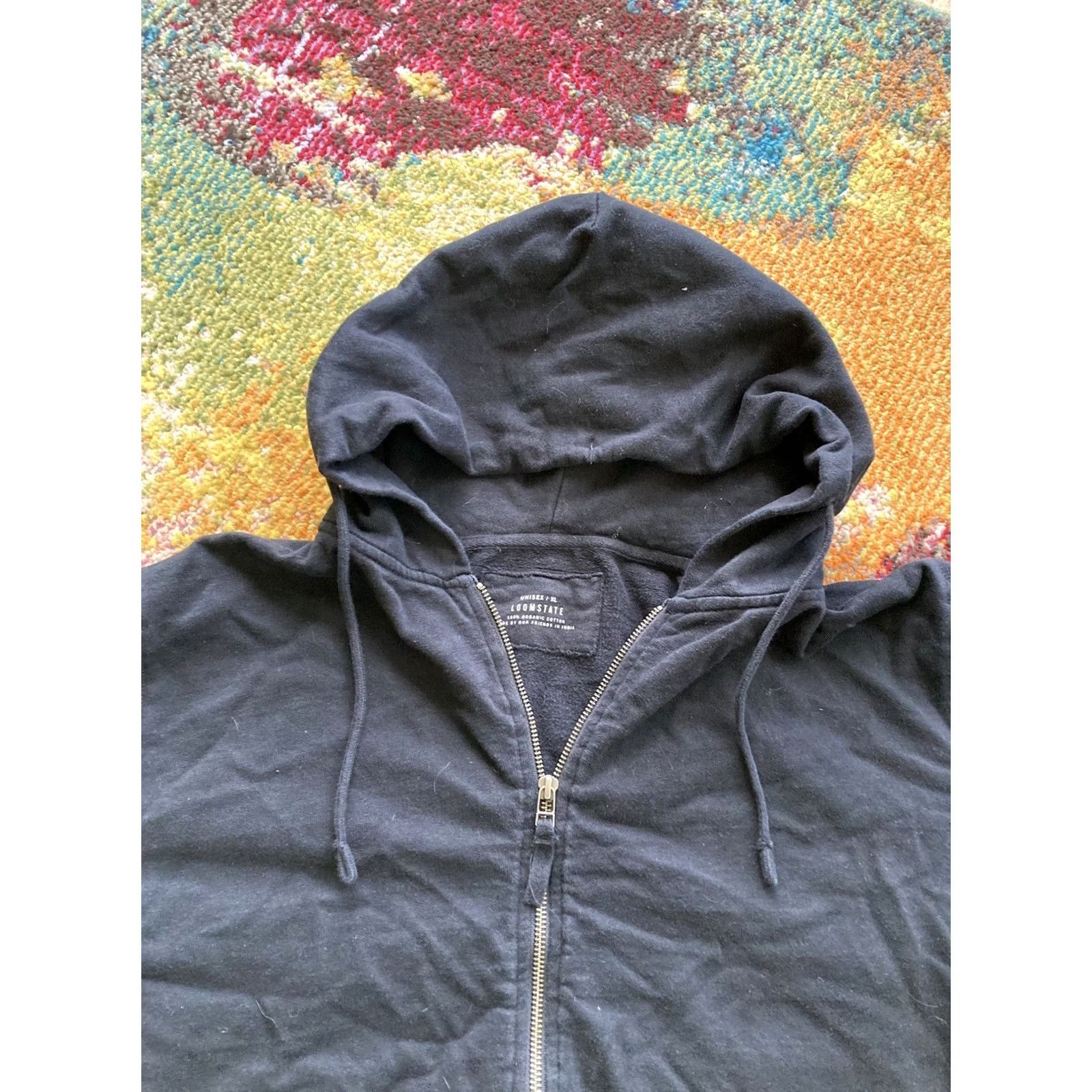 Market Loomstate Whole Foods Market Full Zip Hoodie Mens XL Black Logo Health Food Store Tight Zip Sweatshirt Size US XL / EU 56 / 4 - 5 Thumbnail