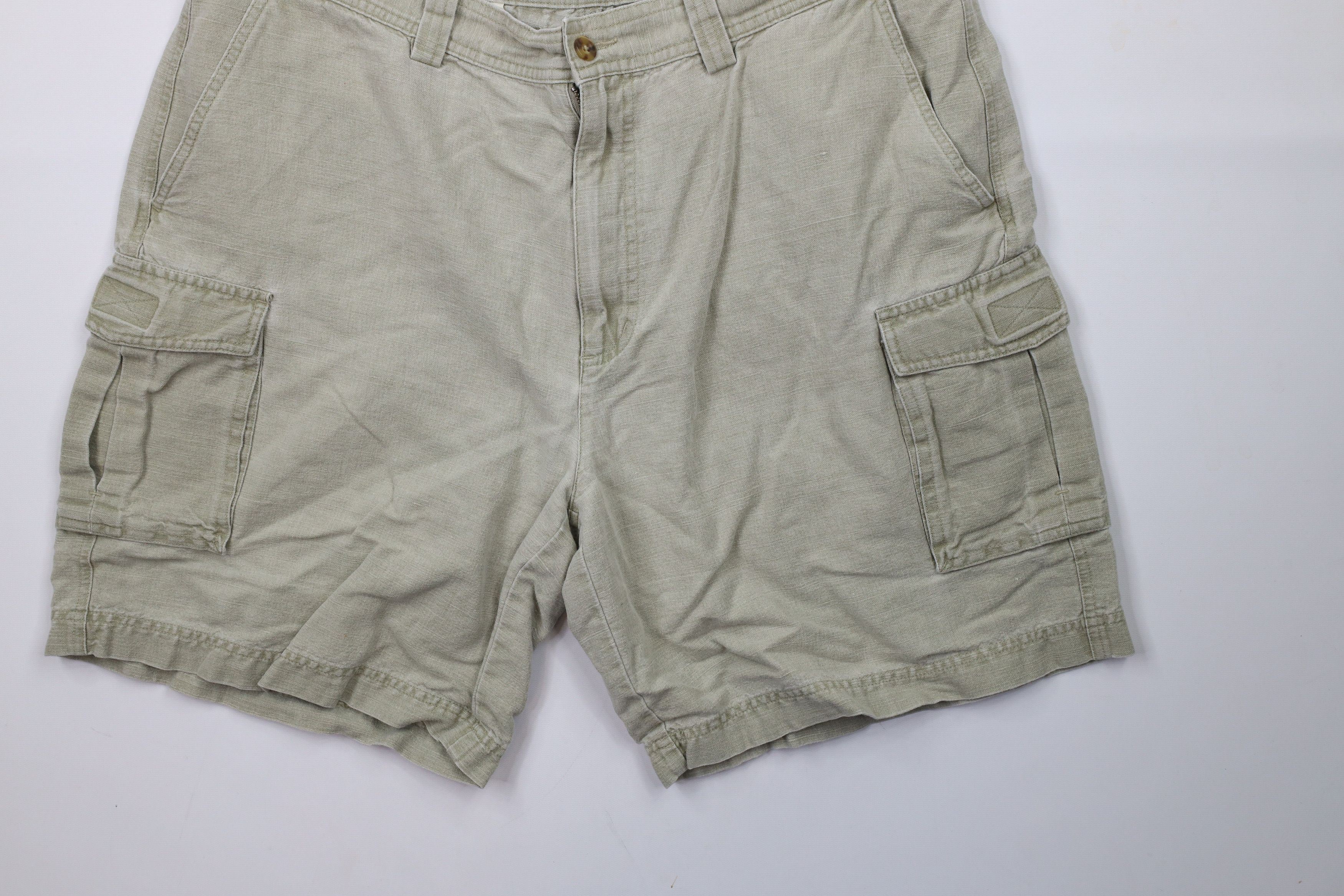 L.L. Bean × Vintage Vintage 90s LL Bean Above Knee Cargo Shorts Light Green Size US 38 / EU 54 - 4 Thumbnail