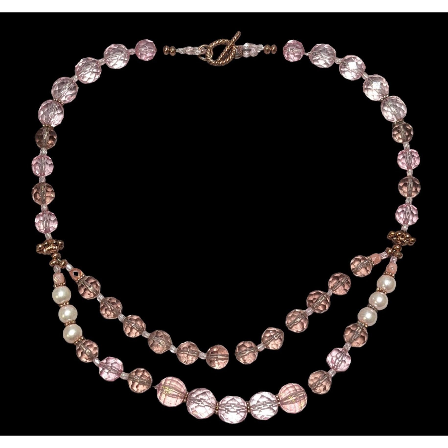 Other Pink Coquette Glitter Beaded Pearl Necklace Size ONE SIZE - 1 Thumbnail
