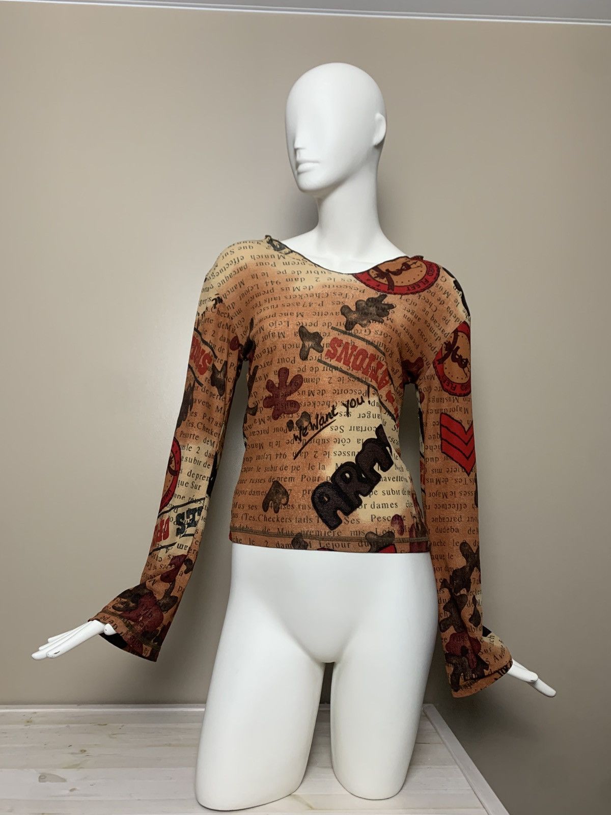 Vintage VINTAGE Y2K PRINTED LONG SLEEVE JEAN PAUL GAULTIER STYLE Size M / US 6-8 / IT 42-44 - 2 Thumbnail