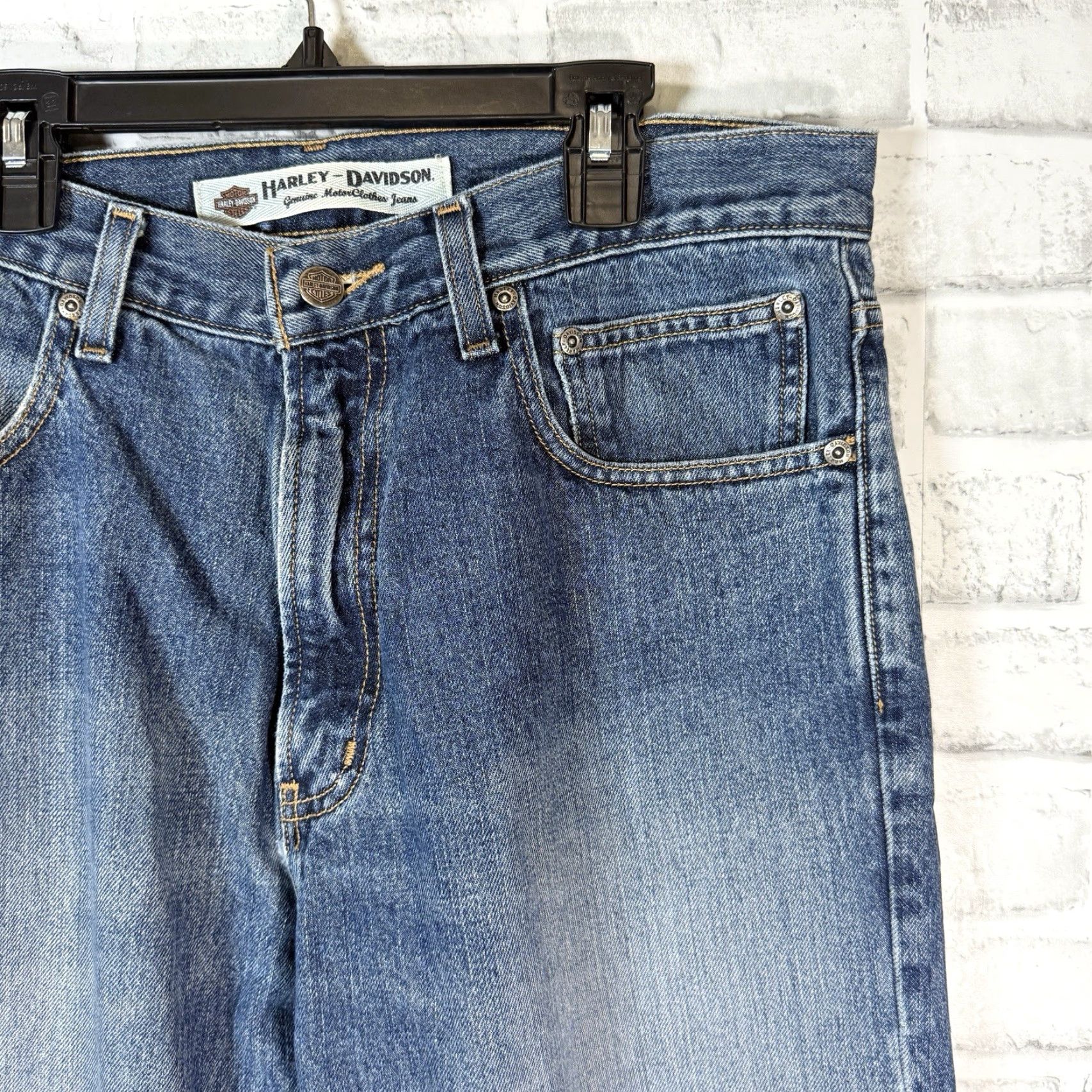 Harley Davidson VINTAGE Harley-Davidson Jeans Men 100% Cotton Straight Fit Blue 34x32 Size US 34 / EU 50 - 2 Thumbnail