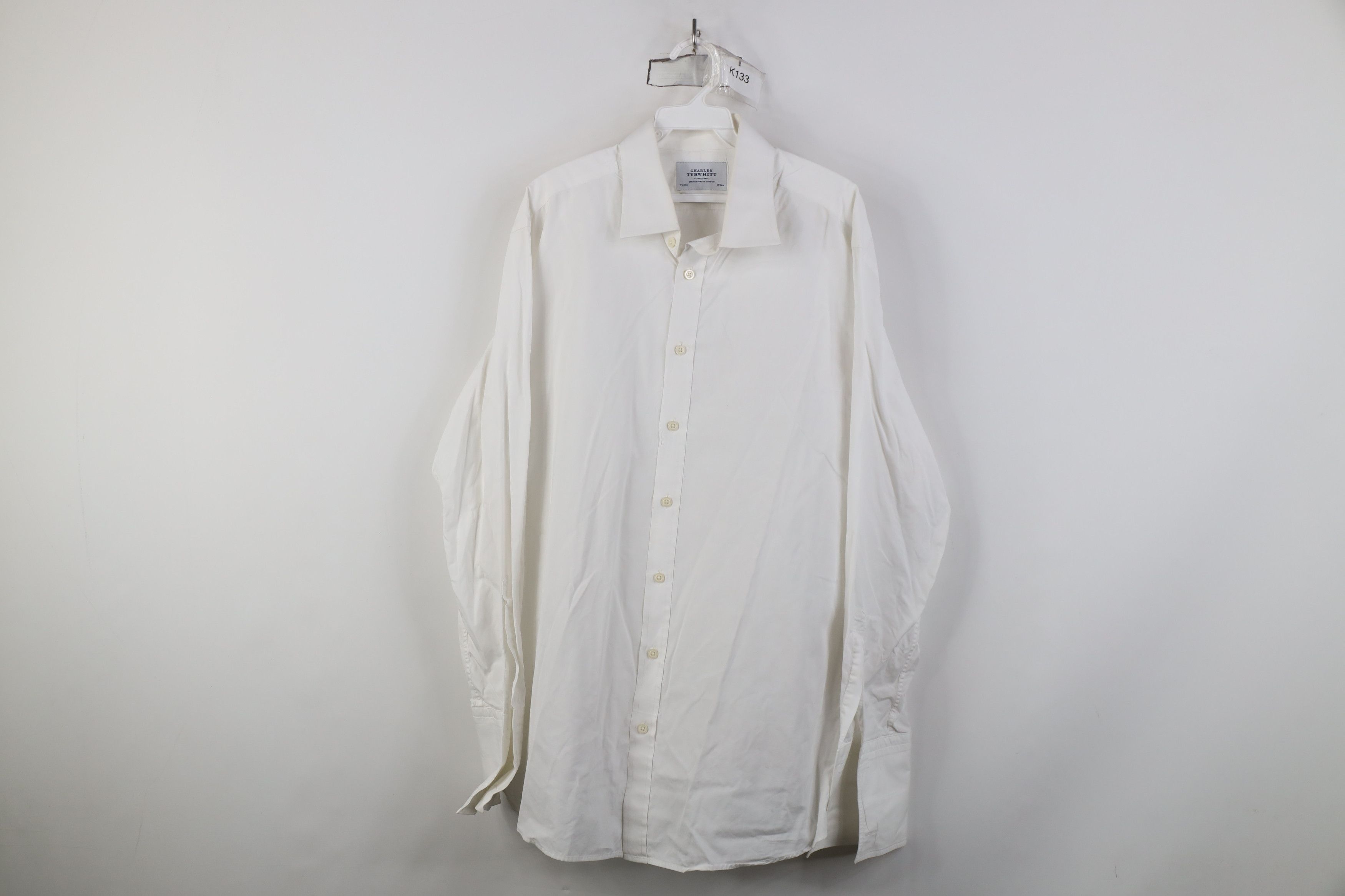 Vintage Charles Tyrwhitt Fit French Cuff Collared Dress Shirt White Size US M / EU 48-50 / 2 - 1 Thumbnail