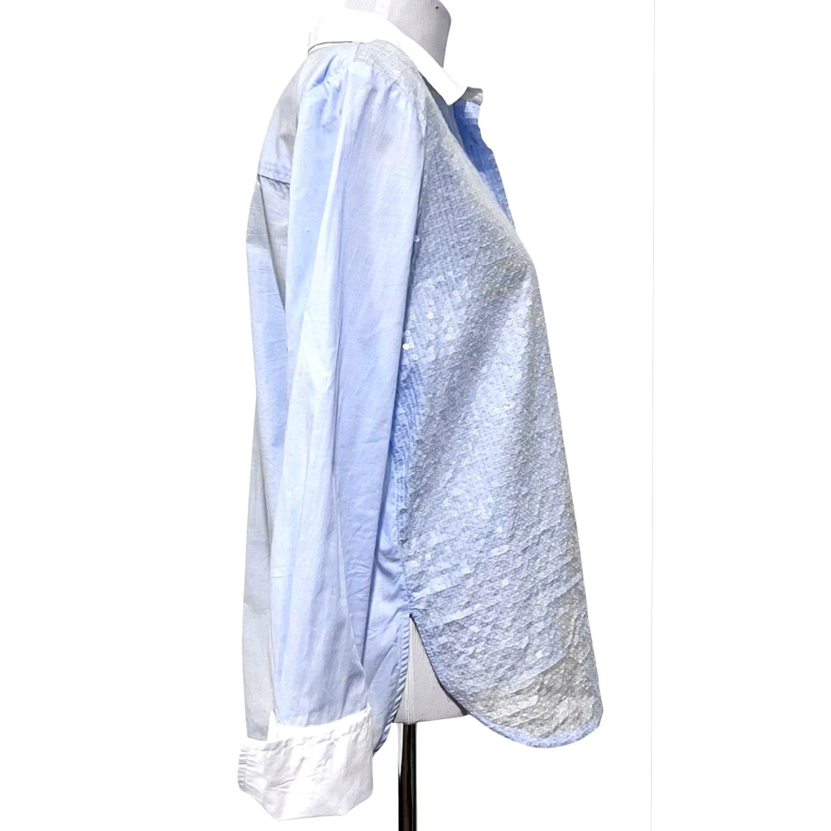 Ann Taylor LOFT Women’s Light Blue Button Down Shirt Clear Sequins Size S Long Sleeves Shirt Womens Party/Cocktail Formal Blue Size S / US 4 / IT 40 - 5 Thumbnail