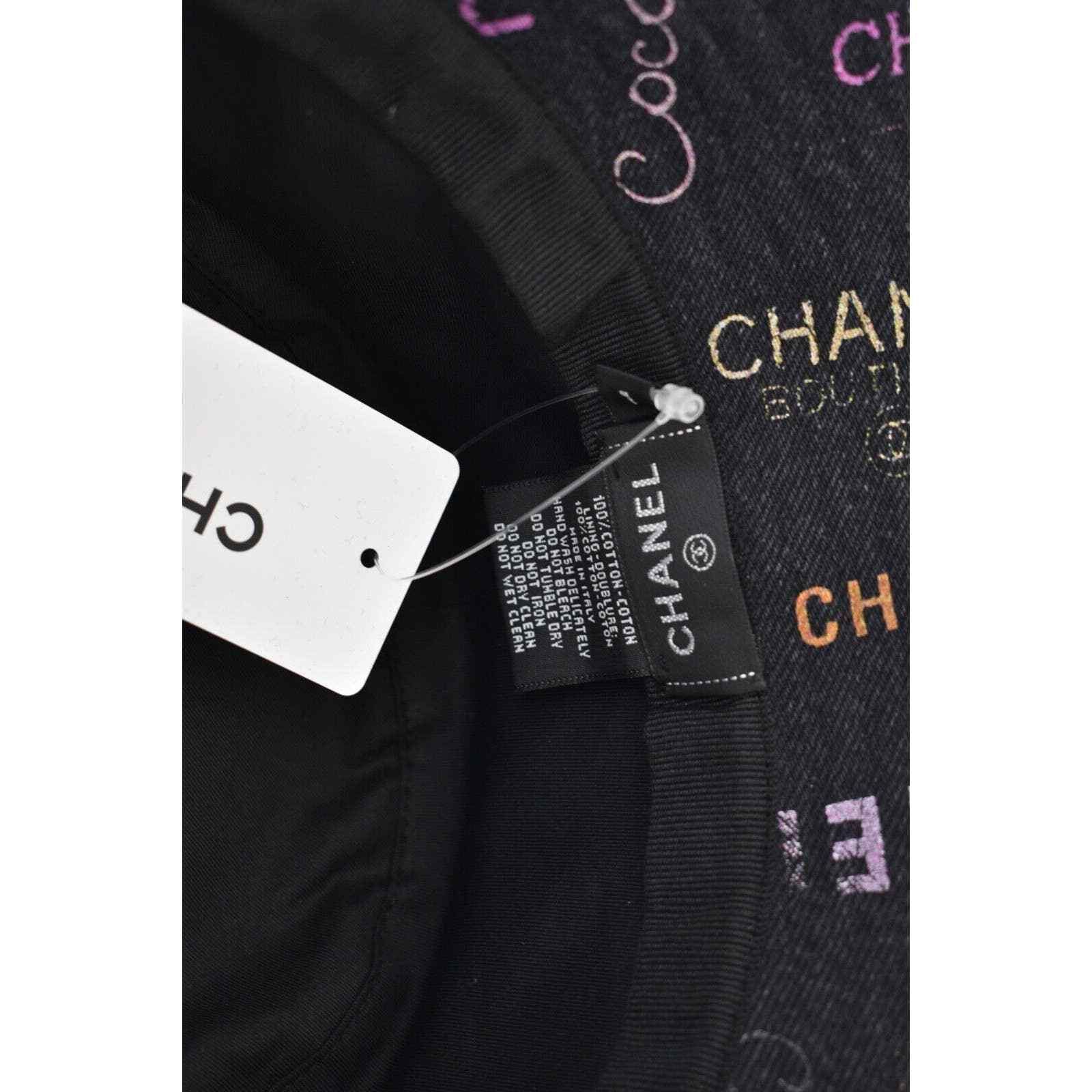 Chanel Chanel Denim Graffiti CC Logo Sun Cloche Bucket Hat Small Size ONE SIZE - 10 Thumbnail