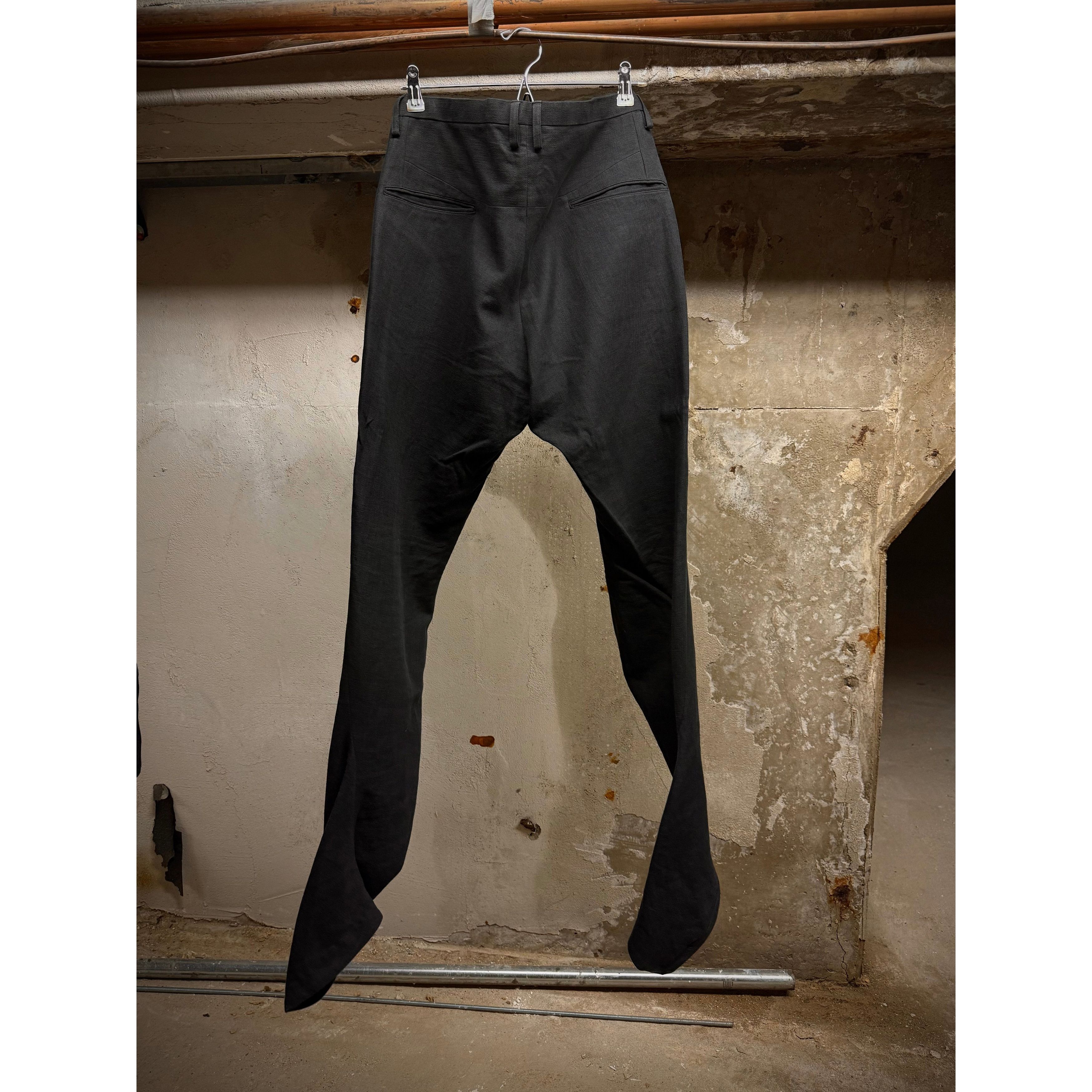 Devoa DEVOA SS24 Charcoal Grey Cotton Linen Twisted J-Cut Pants Size US 33 - 7 Thumbnail