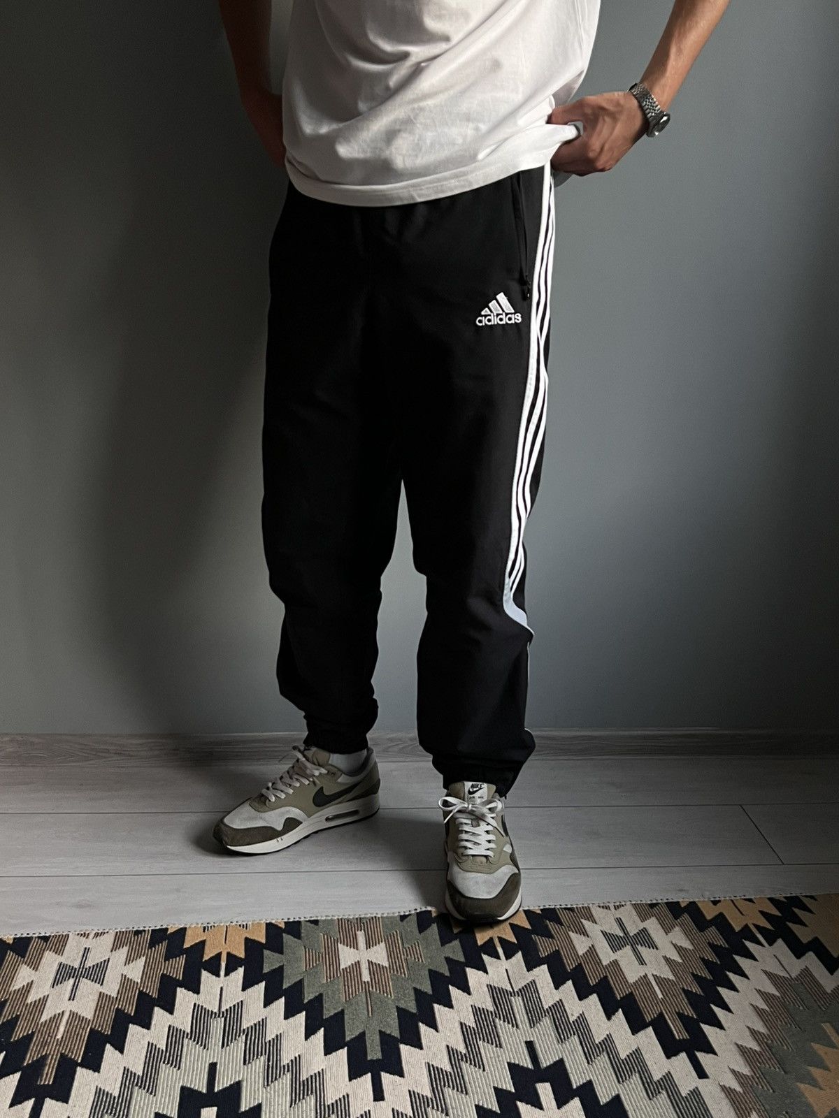 Adidas Vintage Adidas 3 Stripes Nylon Hype BaggyPants Size US 34 / EU 50 - 3 Thumbnail