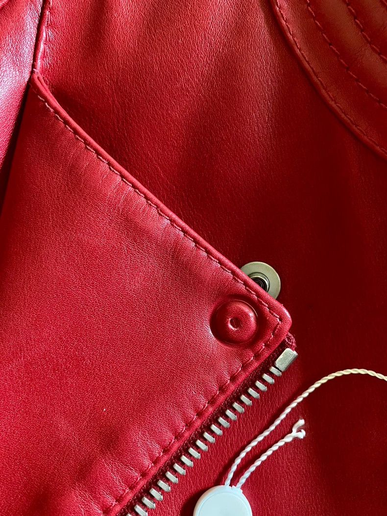 Maison Margiela Maison Margiela Red lambskin locomotive leather jacket 2502 Size US S / EU 44-46 / 1 - 3 Thumbnail