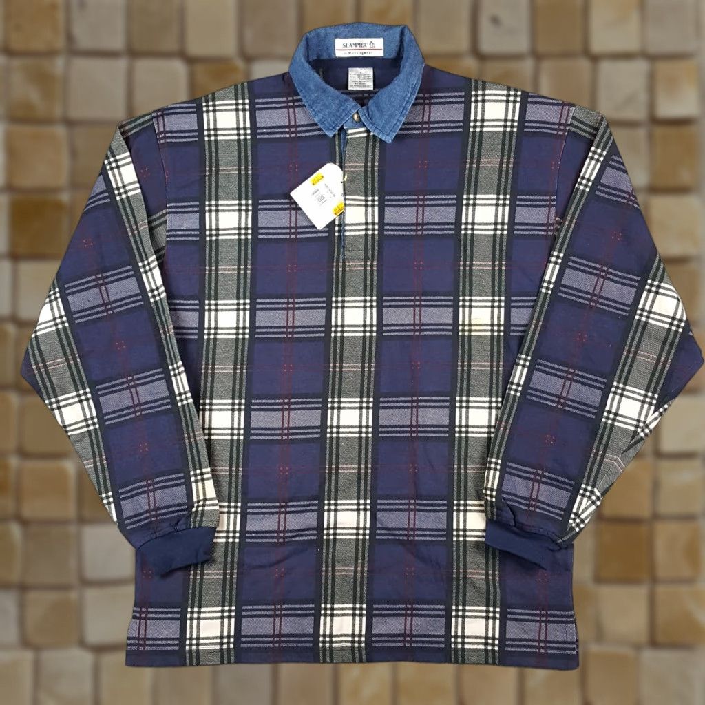Vintage VINTAGE MunsingWear Polo Shirt Men Large Cotton Plaid 90s Casual Work Thick Button Collar Size US L / EU 52-54 / 3 - 1 Thumbnail