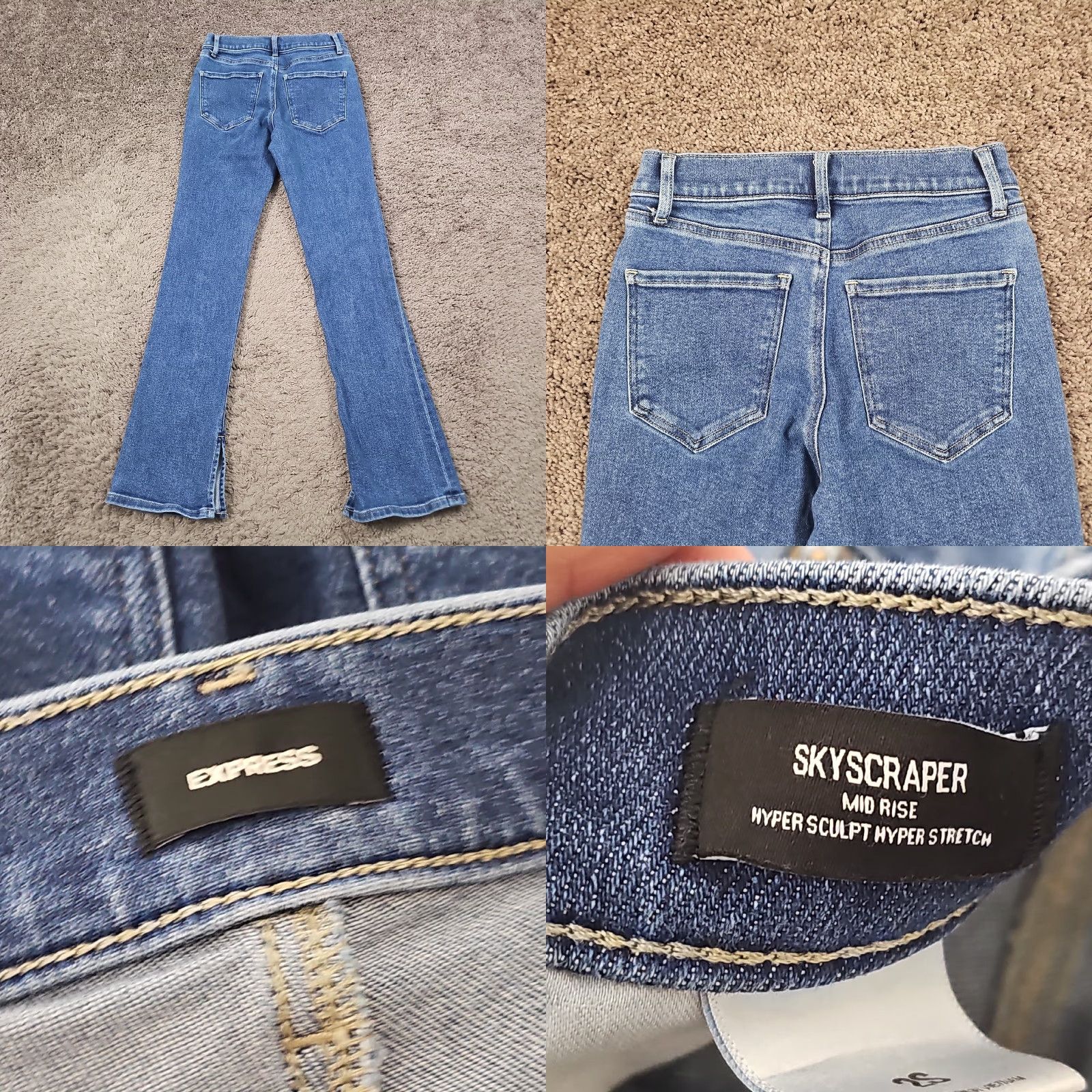 Express Express Jeans Womens 2 S Flared Mid Rise Hyper Sculpt Stretch Skyscraper 23x30 Blue Size 26" / US 2 / IT 38 - 8 Thumbnail