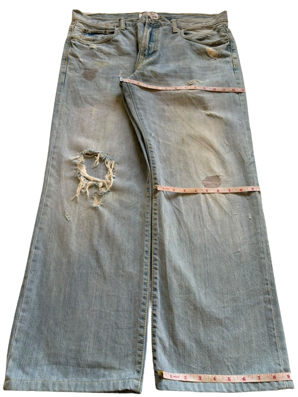 Aeropostale × Japanese Brand Vintage Japanese Brand Sashiko Style Rip Loose Baggy Jeans Size US 38 / EU 54 - 14 Thumbnail