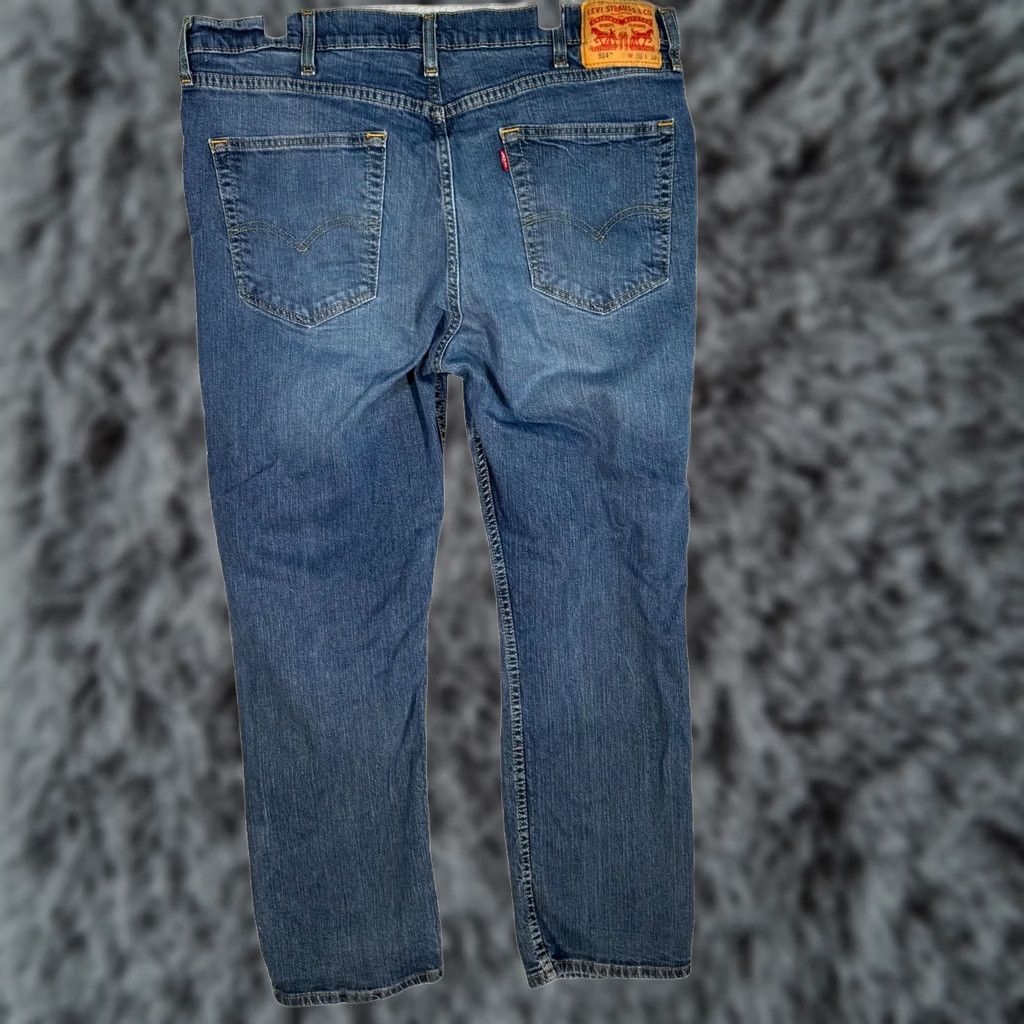 Levi's Levi's 514 Jeans 38 X 30 Blue Denim Mid-Rise 5-Pockets Straight Fit Zip Fly Mens Regular Size 38 Color Blue Jeans Size US 38 / EU 54 - 1 Thumbnail