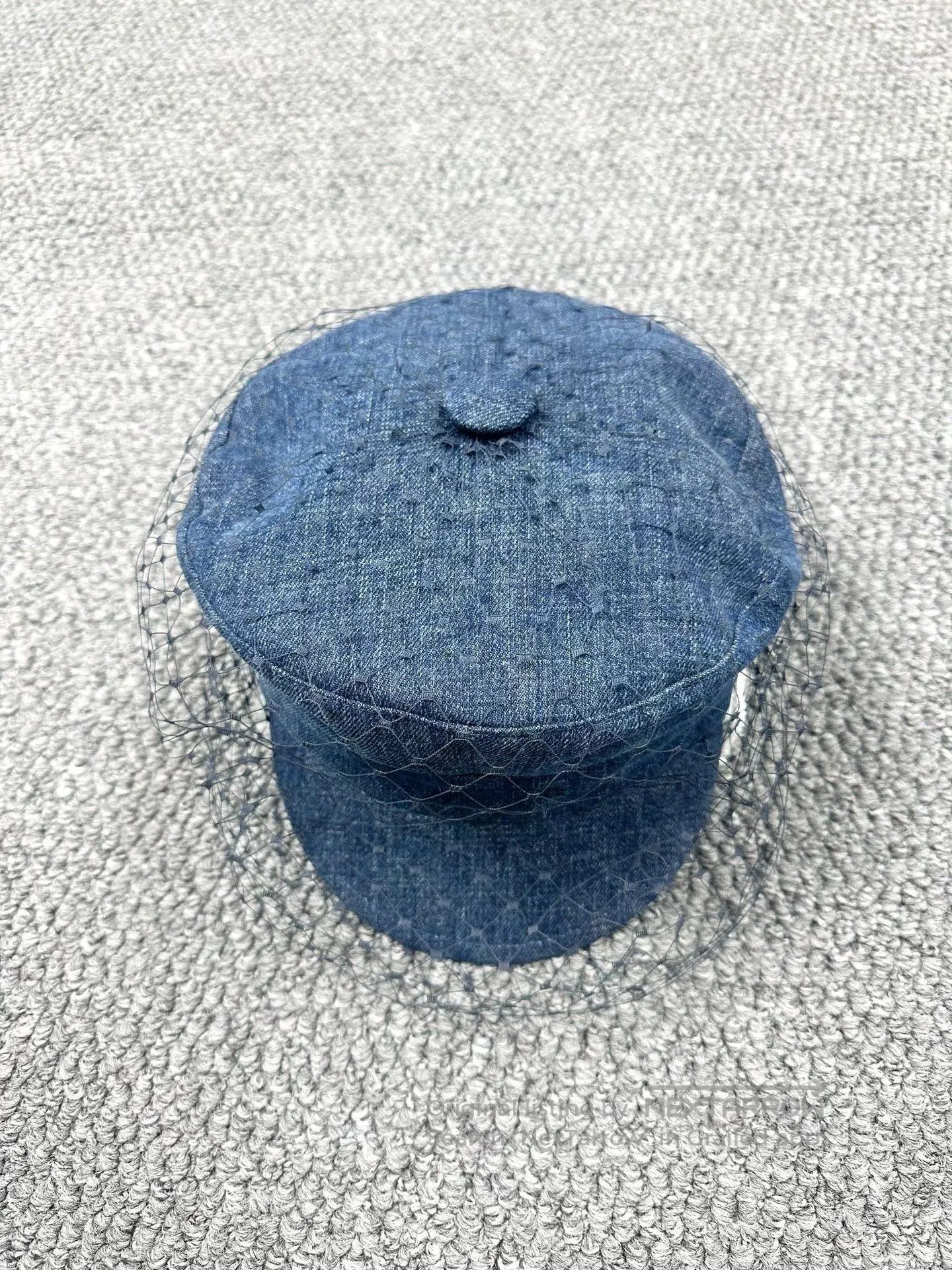 Dior Dior Blue Denim Mesh Overlay Beret. Size ONE SIZE - 1 Thumbnail