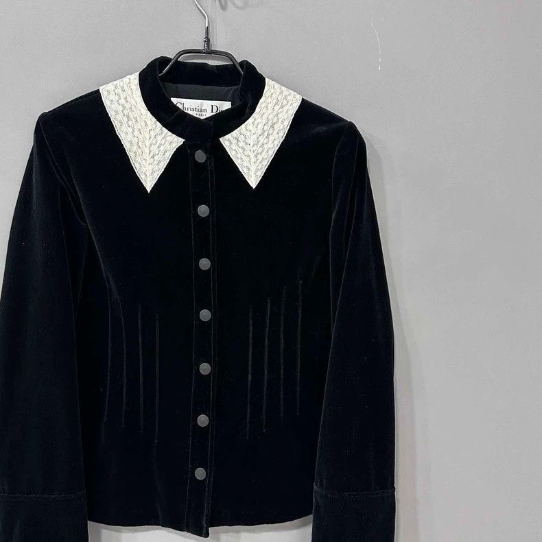 Dior Elegant Velvet Lace Collar Jacket-2505 Size XS / US 0-2 / IT 36-38 - 2 Thumbnail