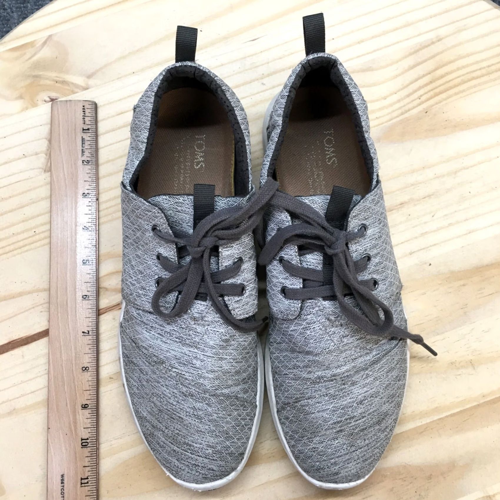 Toms TOMS Shoes Womens 10 Low Top Sneakers Gray Canvas Round Toe Lace Up Casual Size L / US 10 / IT 46 - 7 Thumbnail