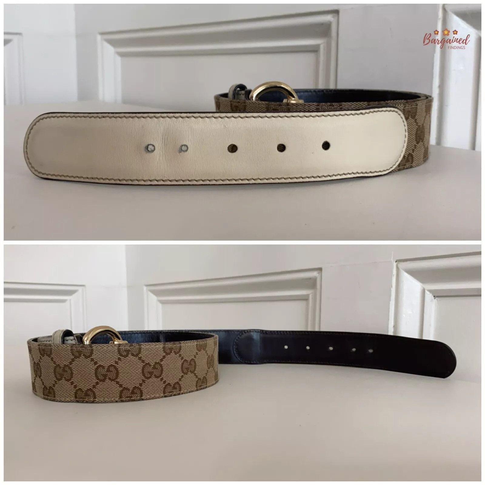 Gucci Gucci Brown Monogram Canvas Leather Gold Horsebit Ring Belt Size 32 - 10 Thumbnail