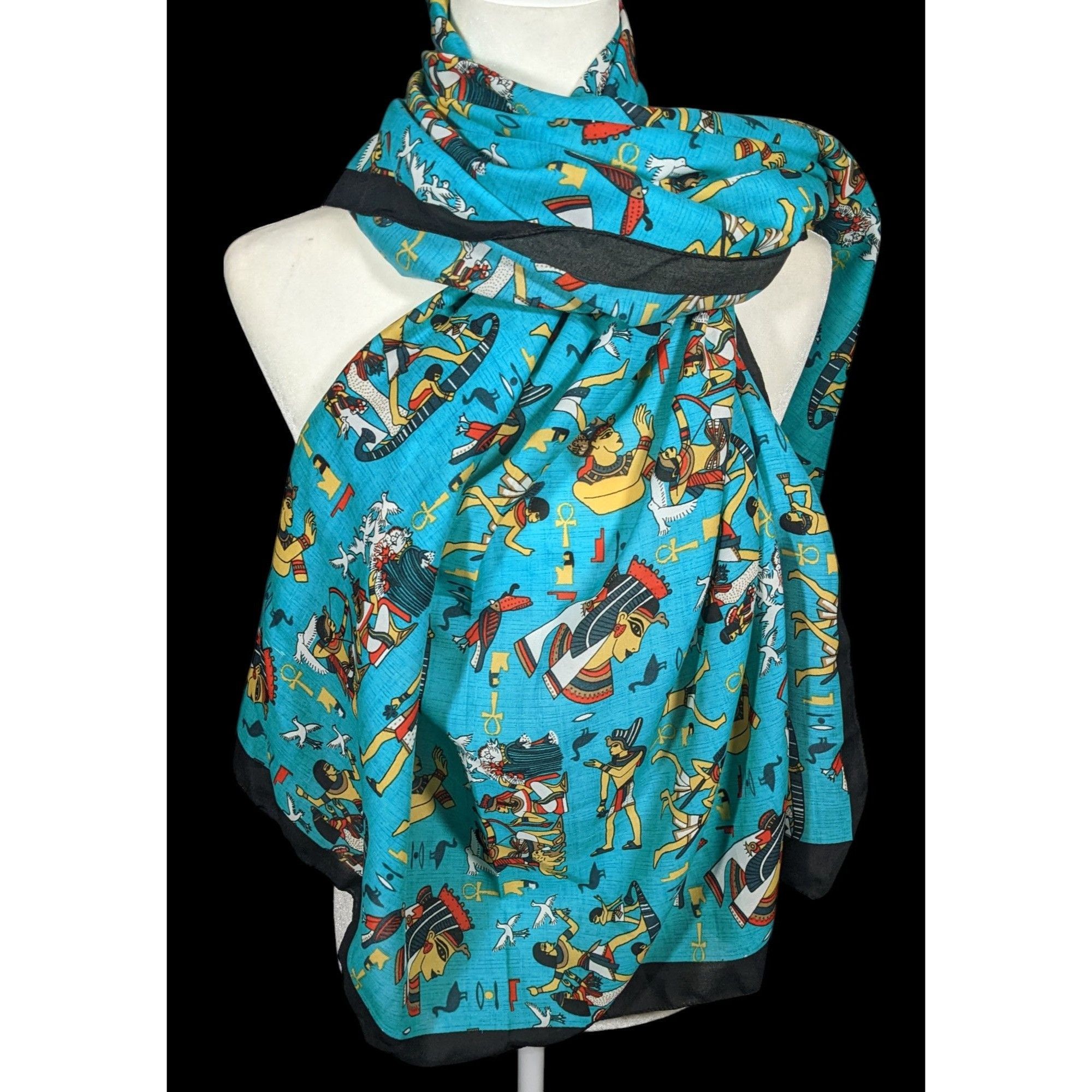 Other Vintage Teal Egyptian Souvenir Ehab Scarf Size ONE SIZE - 2 Thumbnail