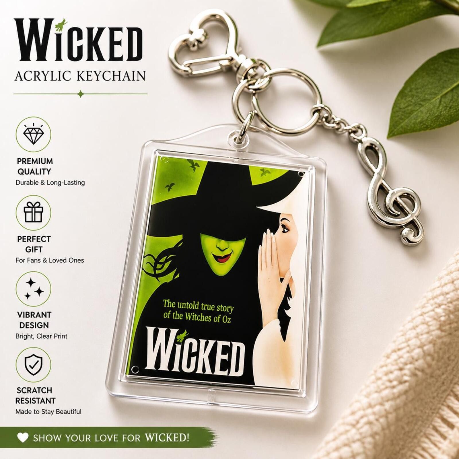 Other Wicked Acrylic Keychain with Musical Note Charm Size ONE SIZE - 1 Thumbnail