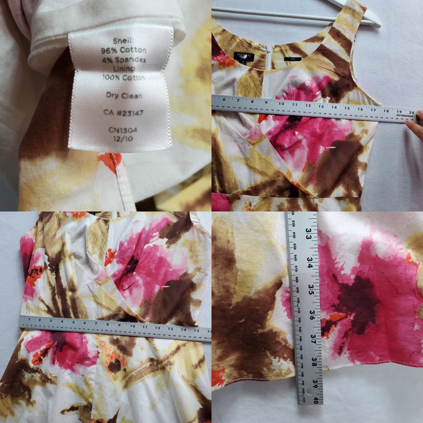 Talbots Talbots Dress Women 8 Petite Floral Stretch Knee Length Sleeveless Round Neck Zipper Casual Multicolor Size M / US 6-8 / IT 42-44 - 9 Thumbnail