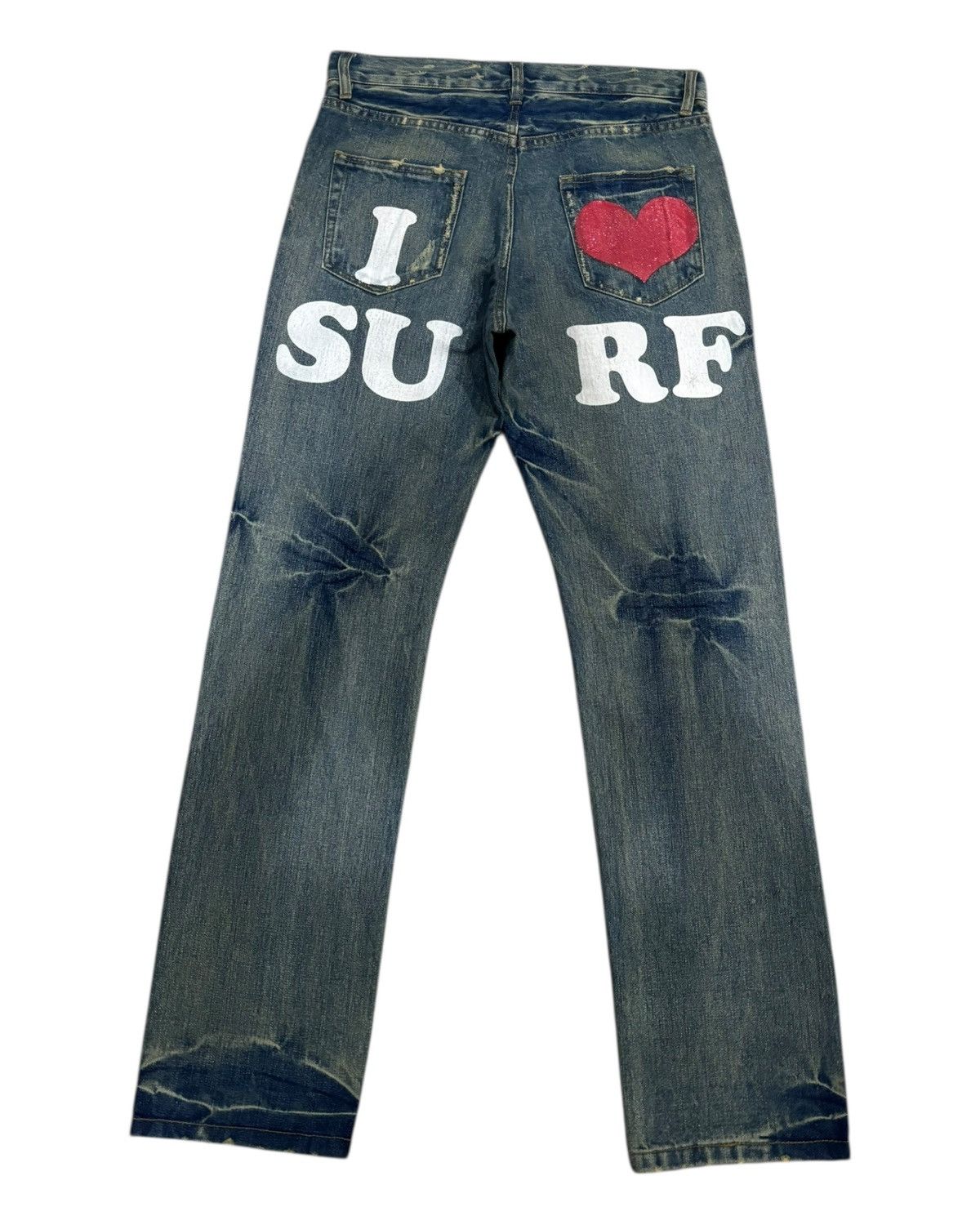 Gosha Rubchinskiy × If Six Was Nine RARE🎌POINT LOMA ☮️ I❤️SURF DISTRESSED DENIM JEANS Size US 32 / EU 48 - 8 Thumbnail