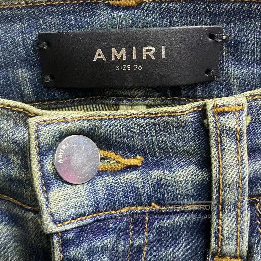 Amiri amiri Blue leather-patchwork pants with zipper denim| Size 26" / US 2 / IT 38 - 4 Thumbnail