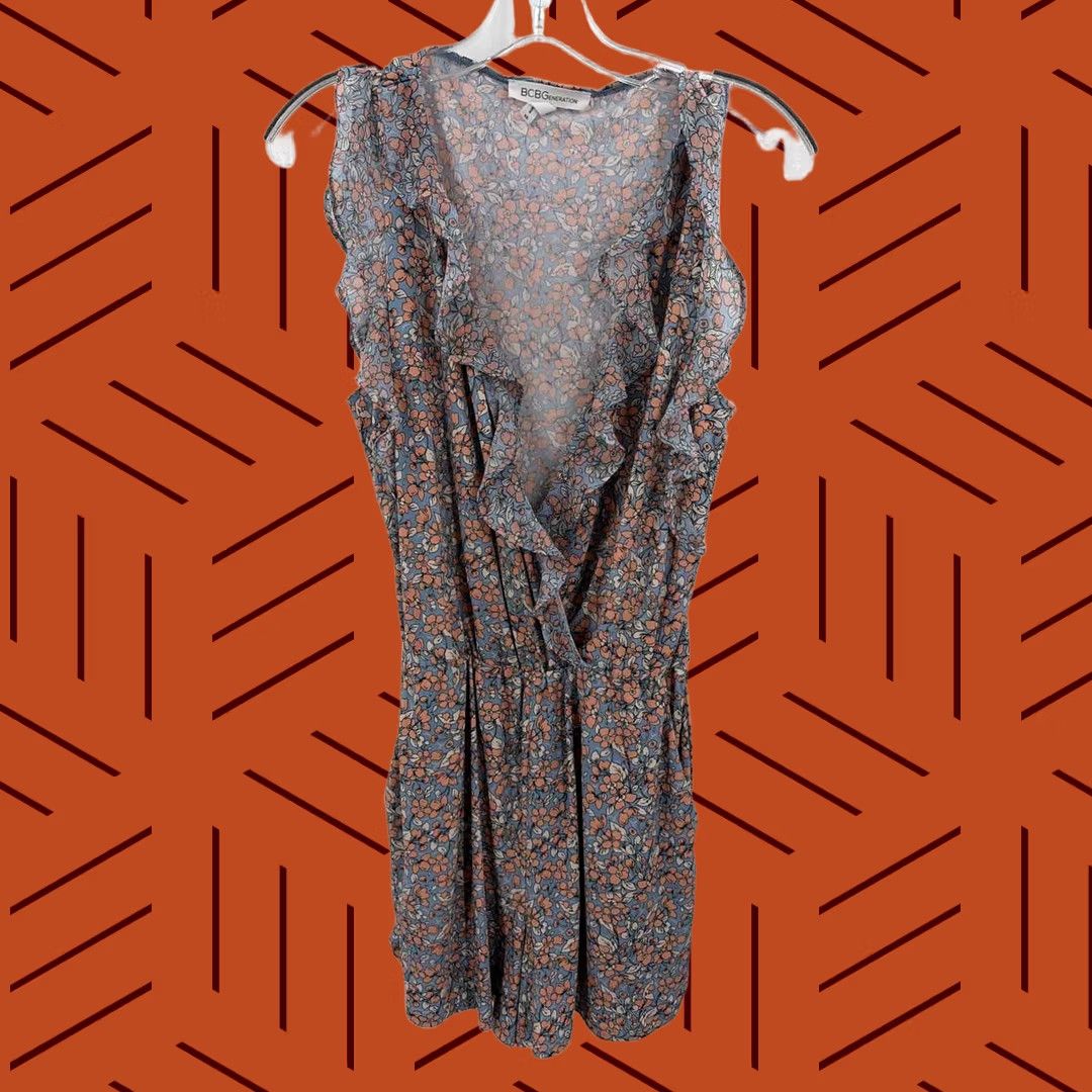 BCBGeneration BCBG Generation Blue Floral Sleeveless Romper XS Size 26" / US 2 / IT 38 - 1 Thumbnail