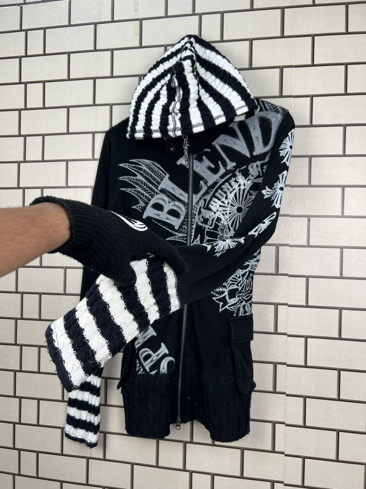 Japanese Brand Glitz Poem Skull Cross Hooded Jacket Size US S / EU 44-46 / 1 - 5 Thumbnail