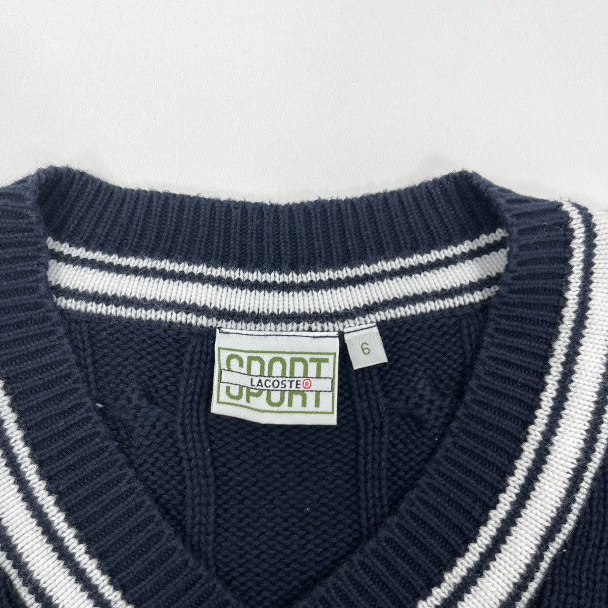 Lacoste Lacoste Sport Cotton Cable Knit Vintage V-Neck Sweater Navy Size US XL / EU 56 / 4 - 7 Thumbnail
