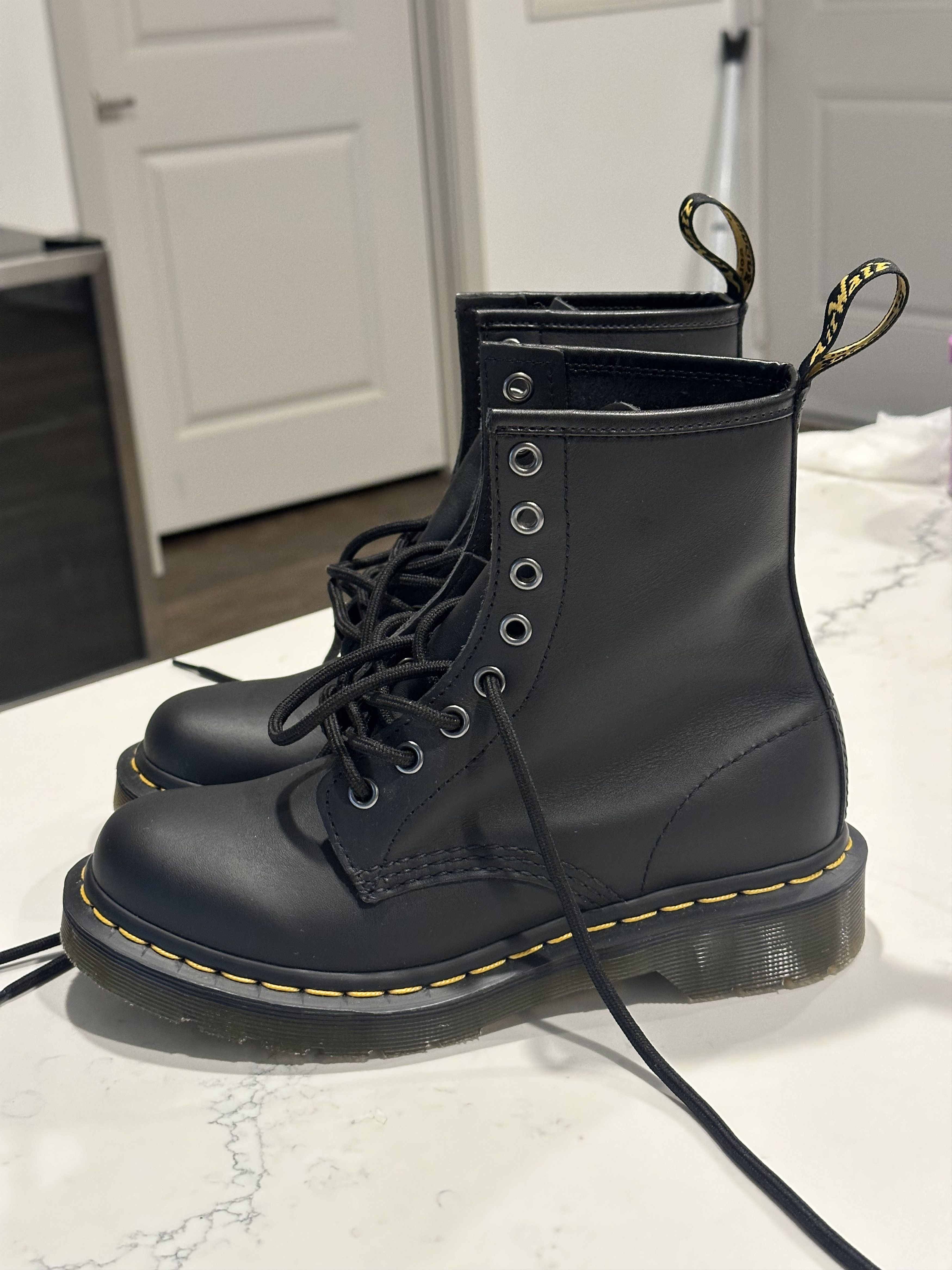Dr. Martens Dr. Martens Smooth Leather Lace Up Black Boot Size US 6 / IT 36 - 2 Thumbnail