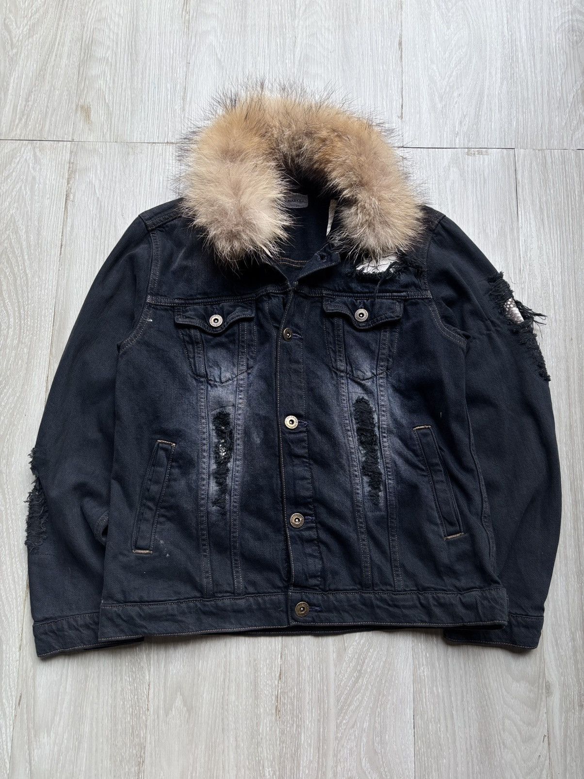 GOSTAR DE FUGA Heart market fur denim jacket Size US XS / EU 42 / 0 - 3 Thumbnail