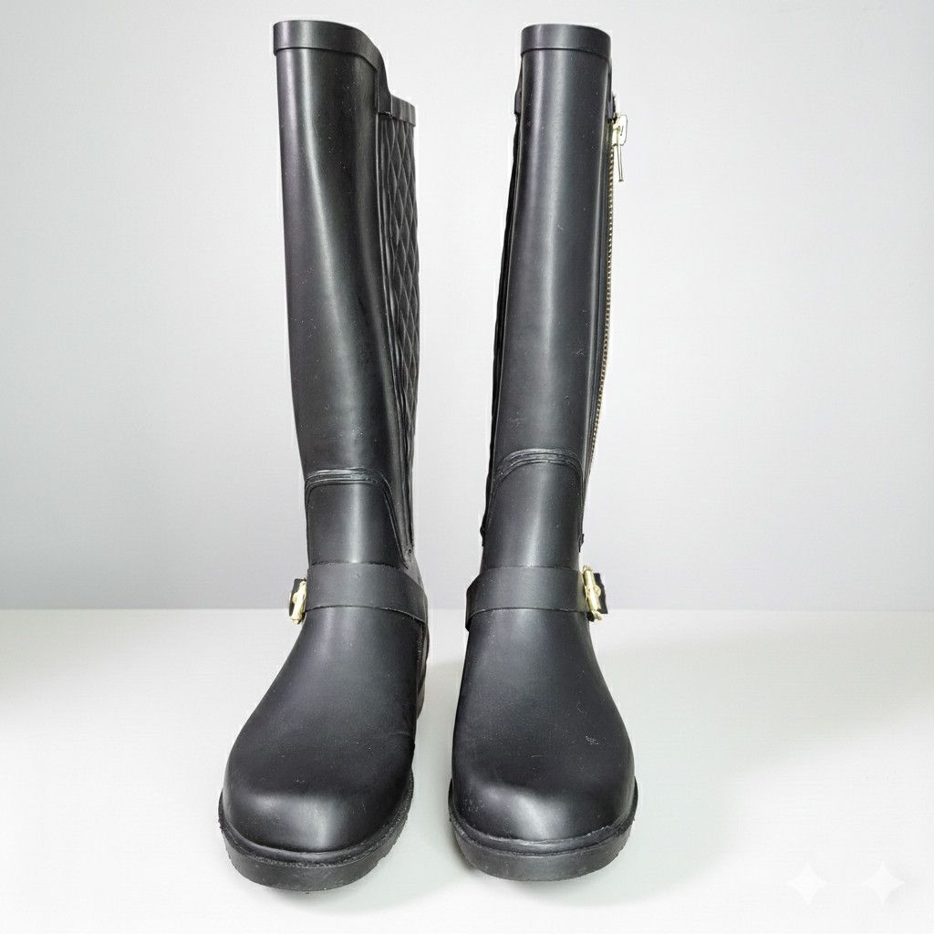 Steve Madden Steve Madden Size 8 Rainboots Northpol Black Quilted Zipper Size US 8 / IT 38 - 3 Thumbnail