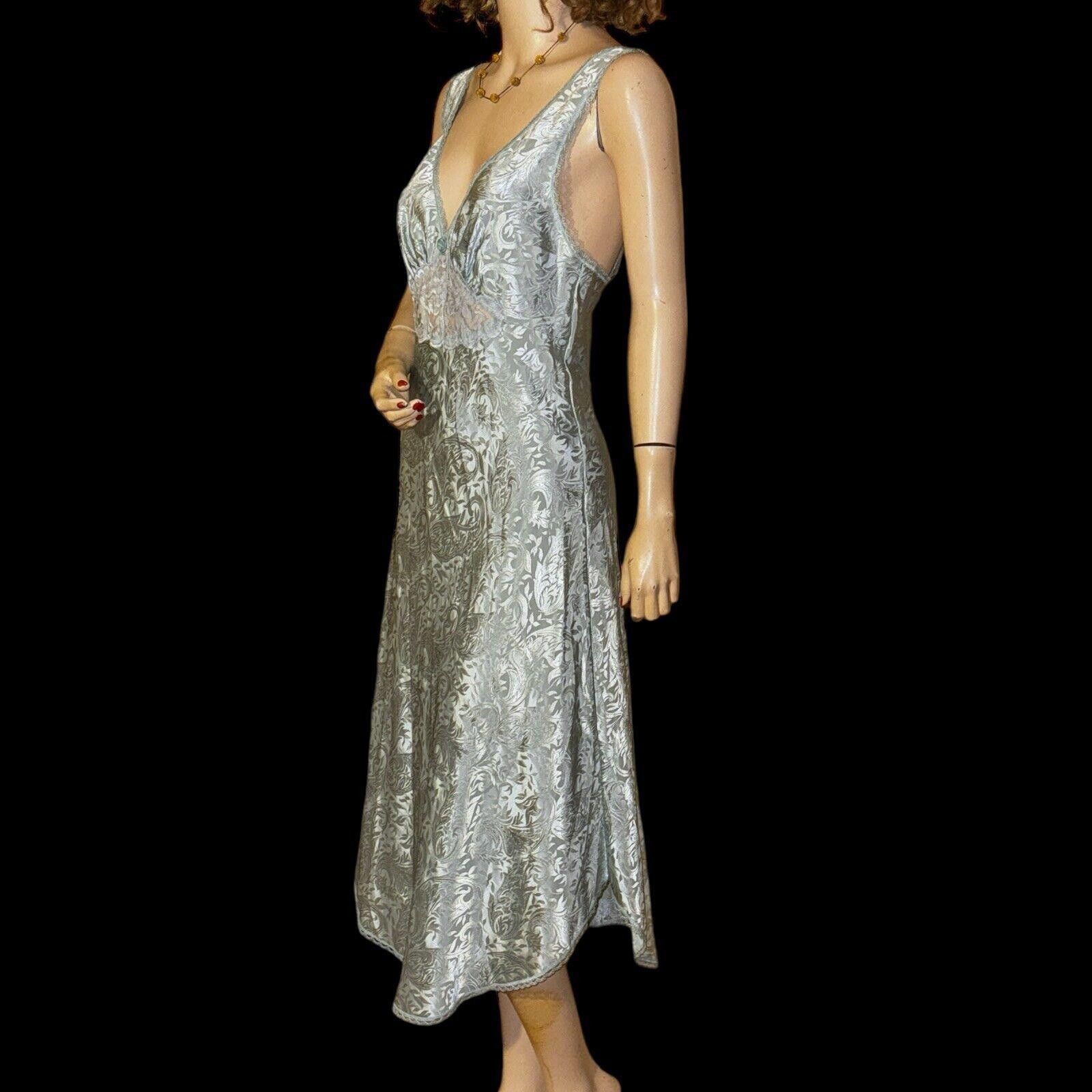 Designer Vintage Lucie Ann II Blue Silky Lace Trim Nightgown Sz M Size ONE SIZE - 3 Thumbnail